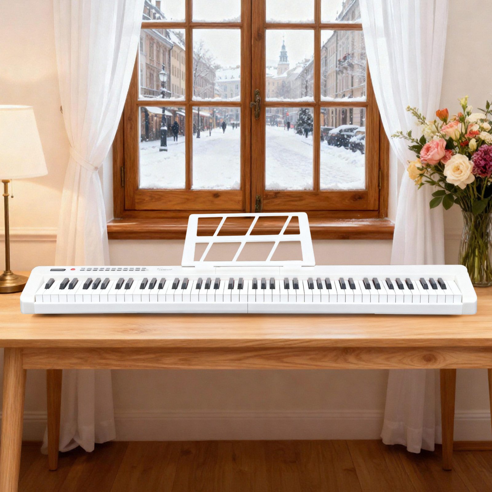 VINGLI Digitalpiano E Piano 88 Tasten, Digitalpiano Semi-Gewichtete Tastatur, Dual-Bluetooth, Sustain-Pedal-System, mit/ohne Ständer, Schwarz/Weiß