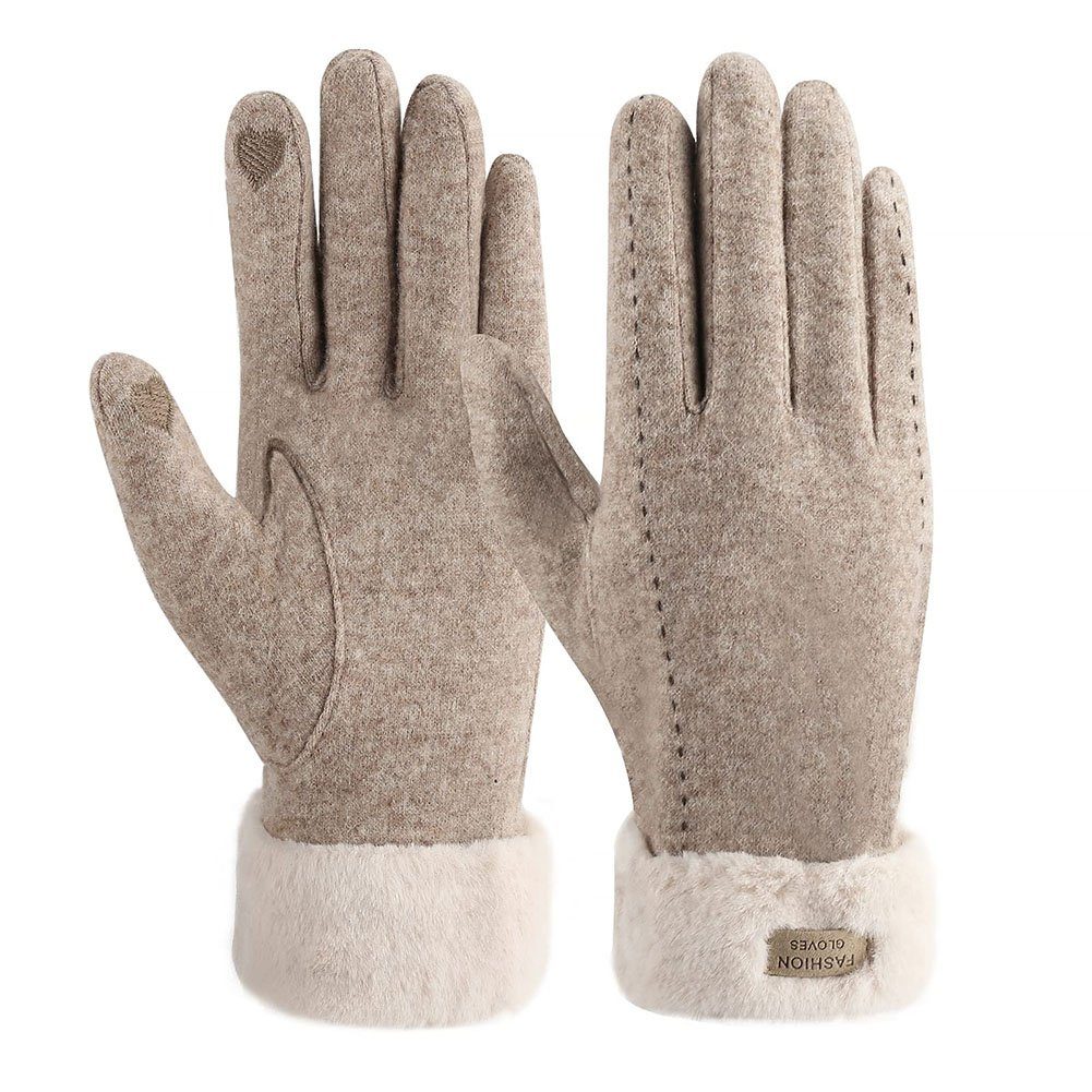 Leway Baumwollhandschuhe Damen Winter Handschuhe Touchscreen Handschuhe  Warmer Plüsch Handschuh Gefüttert Winddicht Handschuhe Dicke  Winterhandschuhe Frauen Damen und Mädchen
