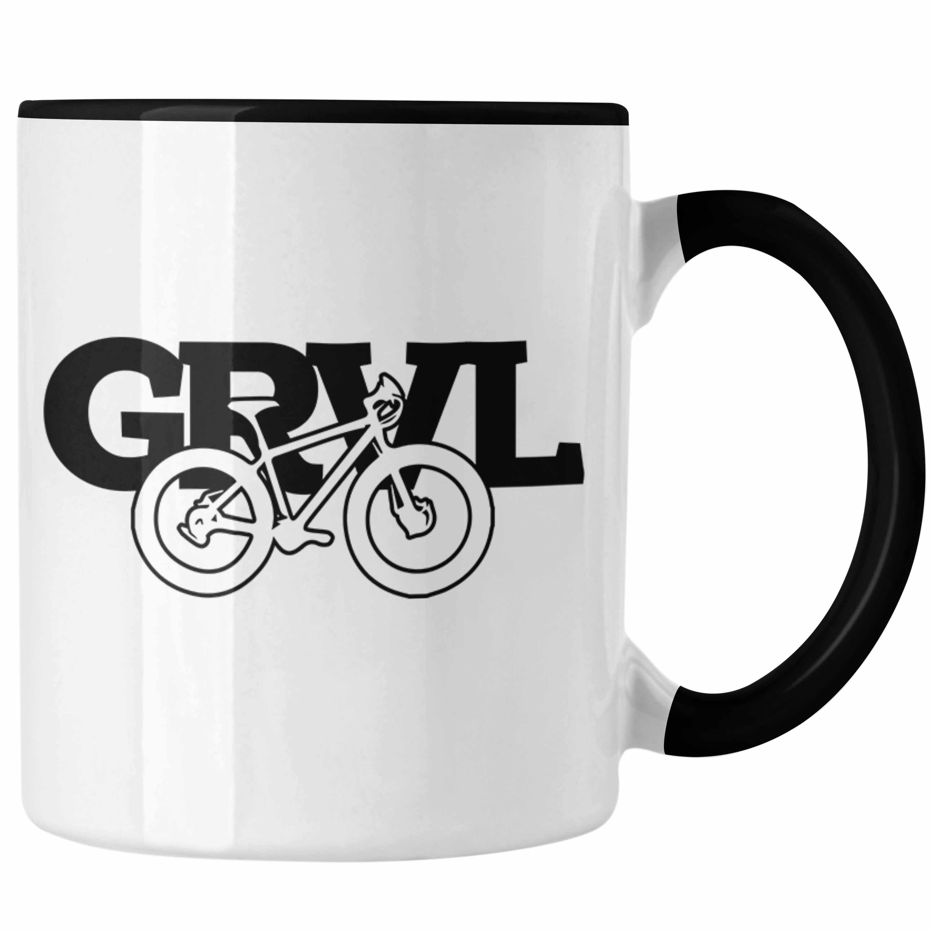 Trendation Tasse Tasse für Mountainbike-Enthusiasten Geschenk Mountainbiker MTB GRVL Schwarz