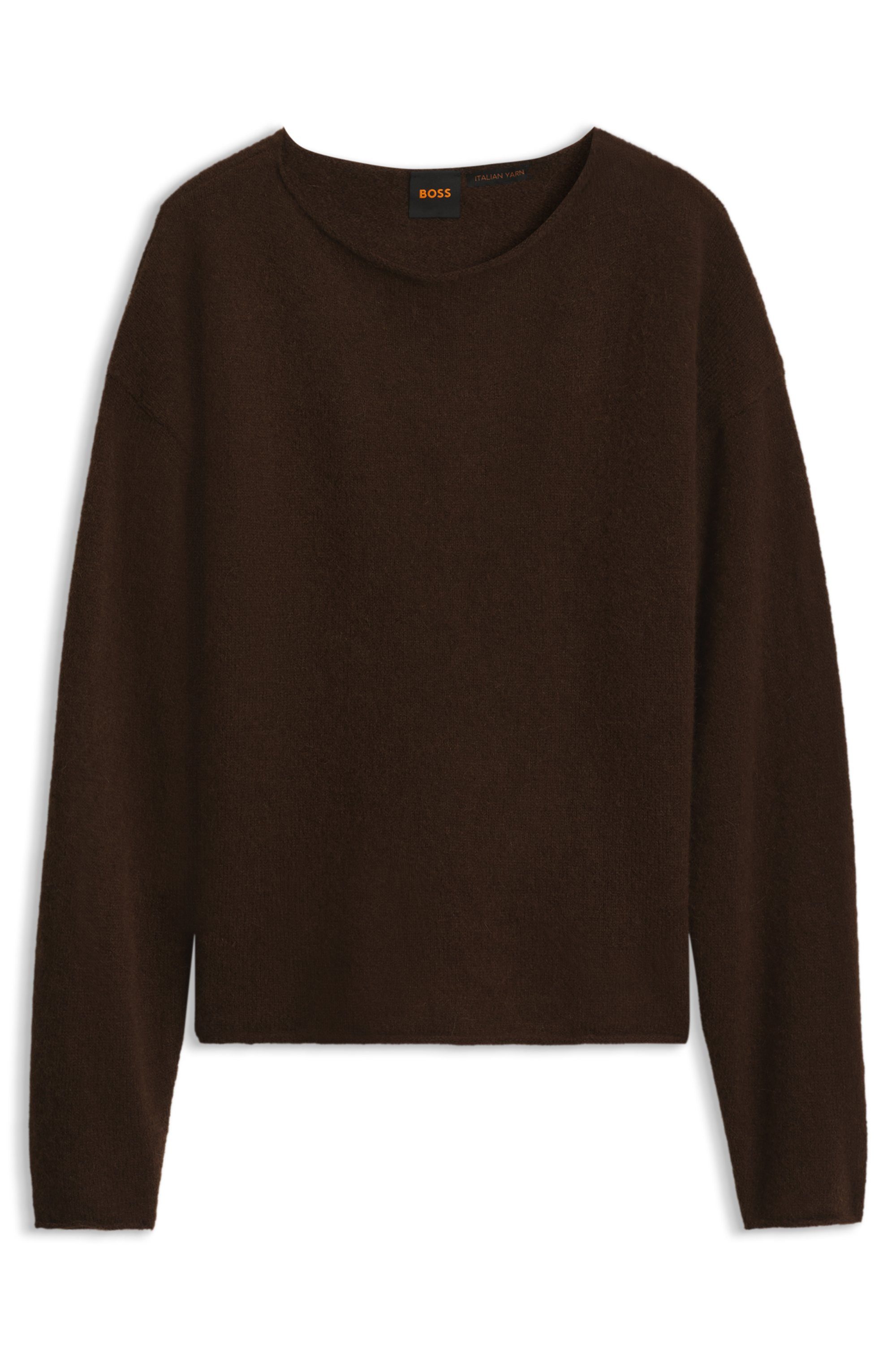 BOSS ORANGE Rundhalspullover Follettino Premium Damenmode mit Alpaka und Wolle, Relaxed Fit