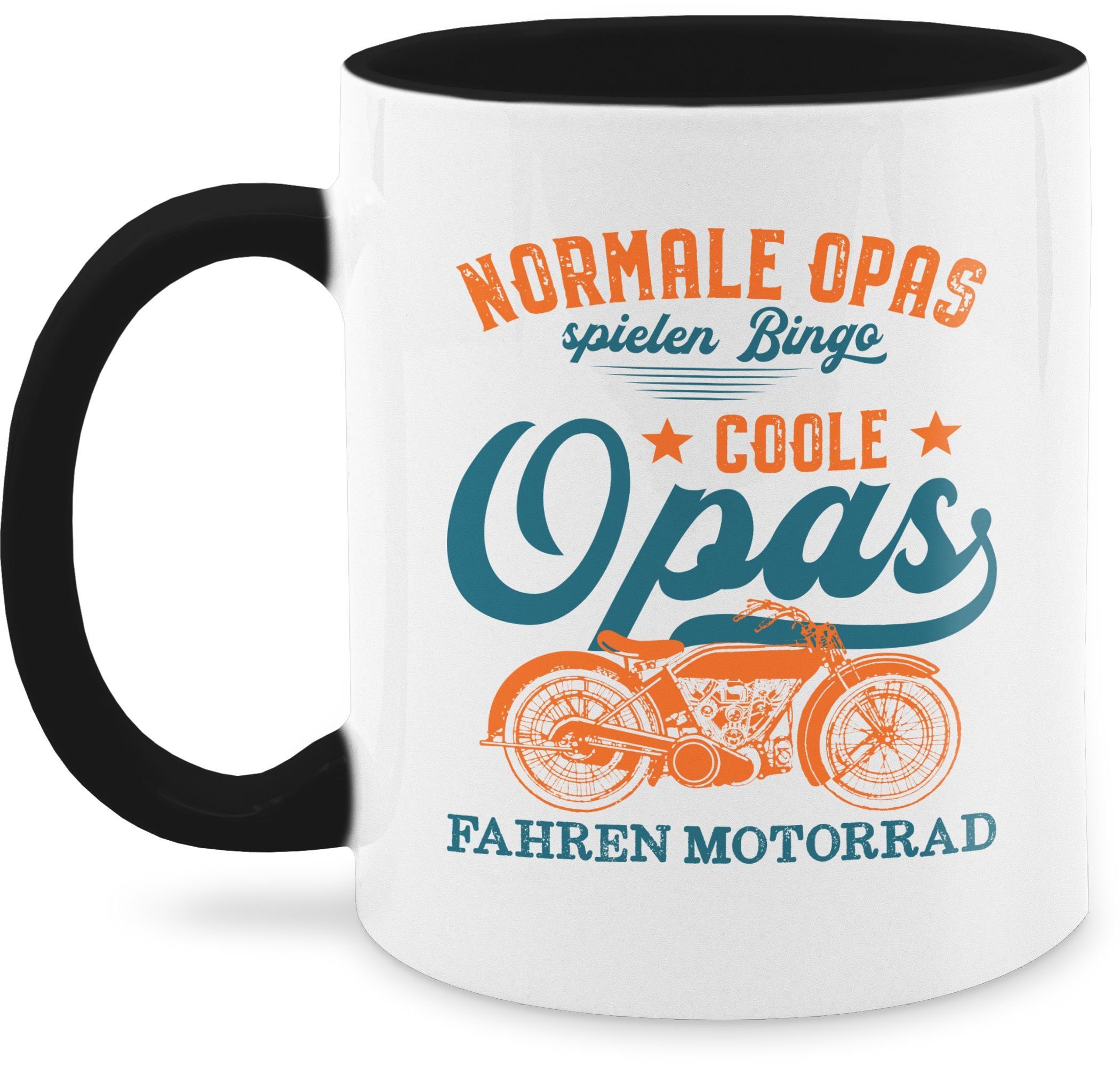 Opas Motorrad Großvater Coole Shirtracer Bingo spielen dunkel, Tasse Opa fahren Normale Schwarz Opas - 1 Keramik, -