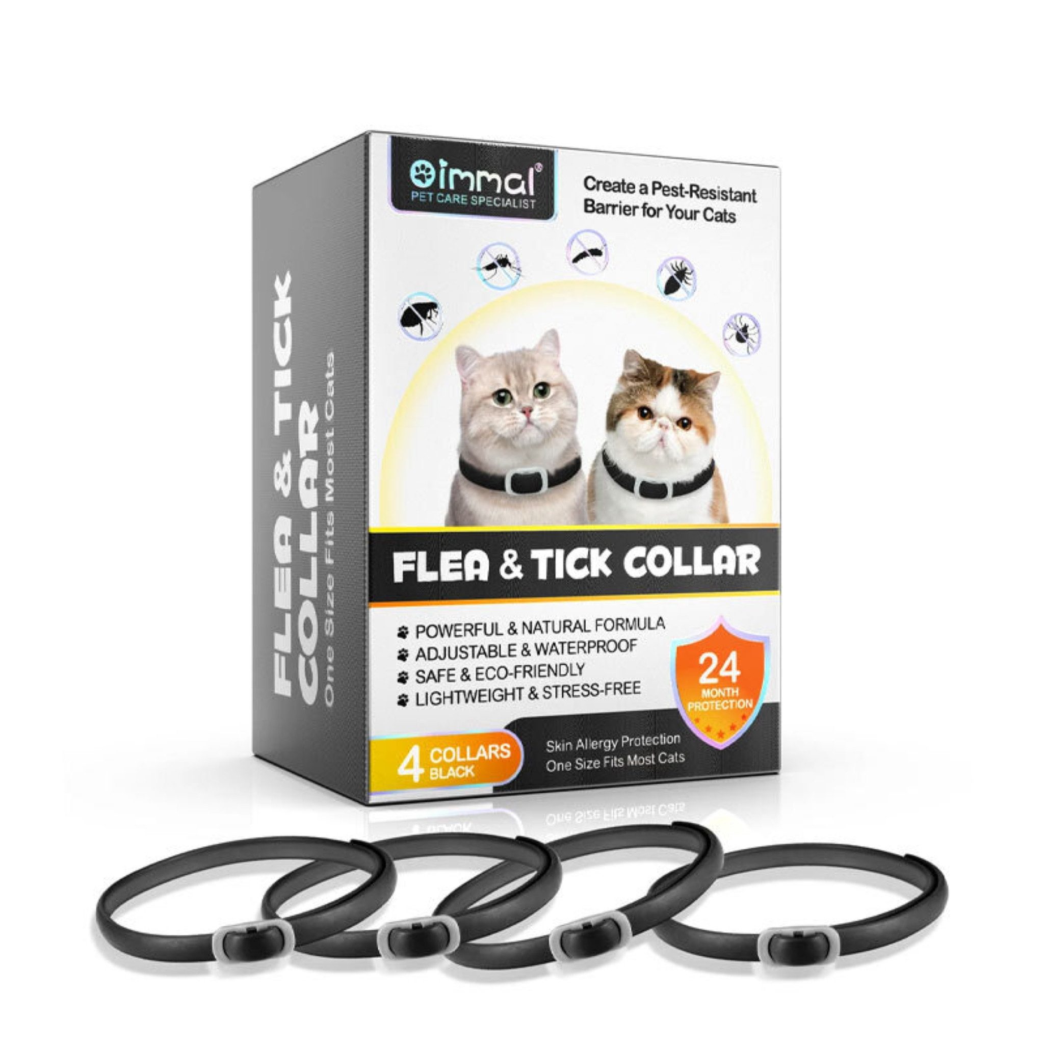 LA CUTE Flohhalsband Floh- & Zeckenhalsband Katze 4er-Set, Verstellbar & Wasserfest, 4er Pack Anti-Floh Кошкиhalsband, verstellbar, wasserfest, natürlich