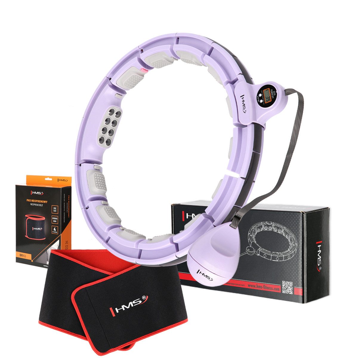 HMS Hula-Hoop-Reifen Hula Hoop mit Gewicht, Zähler & Bauchgürtel Fitnessgerät Fitnessring, MIT MAGNETEN UND ZÄHLER + SLIMMING-GURT