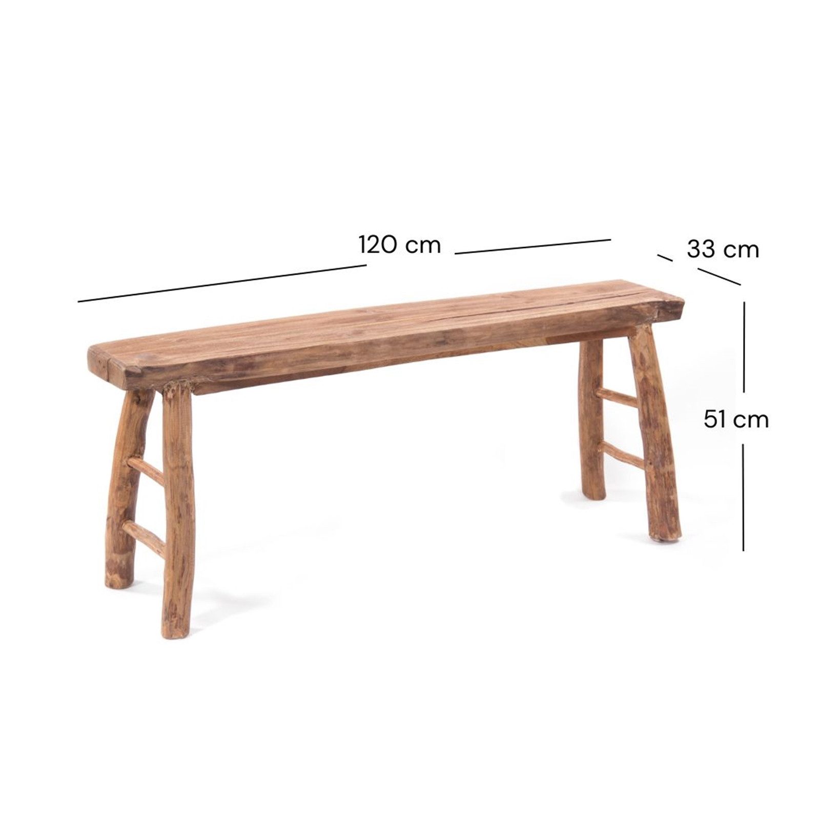 DESIGN DELIGHTS Sitzbank HOLZBANK "MALU 120", Holz massivholz, 120 cm, Baumkante Sitzbank