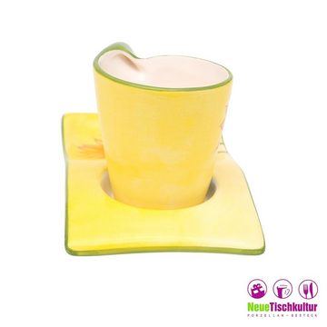 Neuetischkultur Tasse Kaffeepot mit Gebäckteller Sonnenblume 2er-Set, Keramik, Kaffeetasse Kaffeebecher mit Unterteller