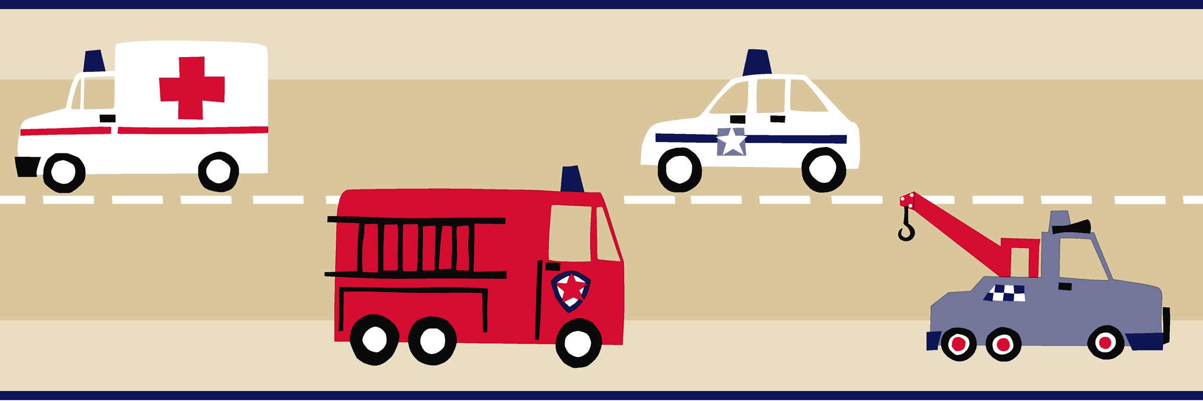 ESTAhome Bordüre Feuerwehrautos und Polizeiautos