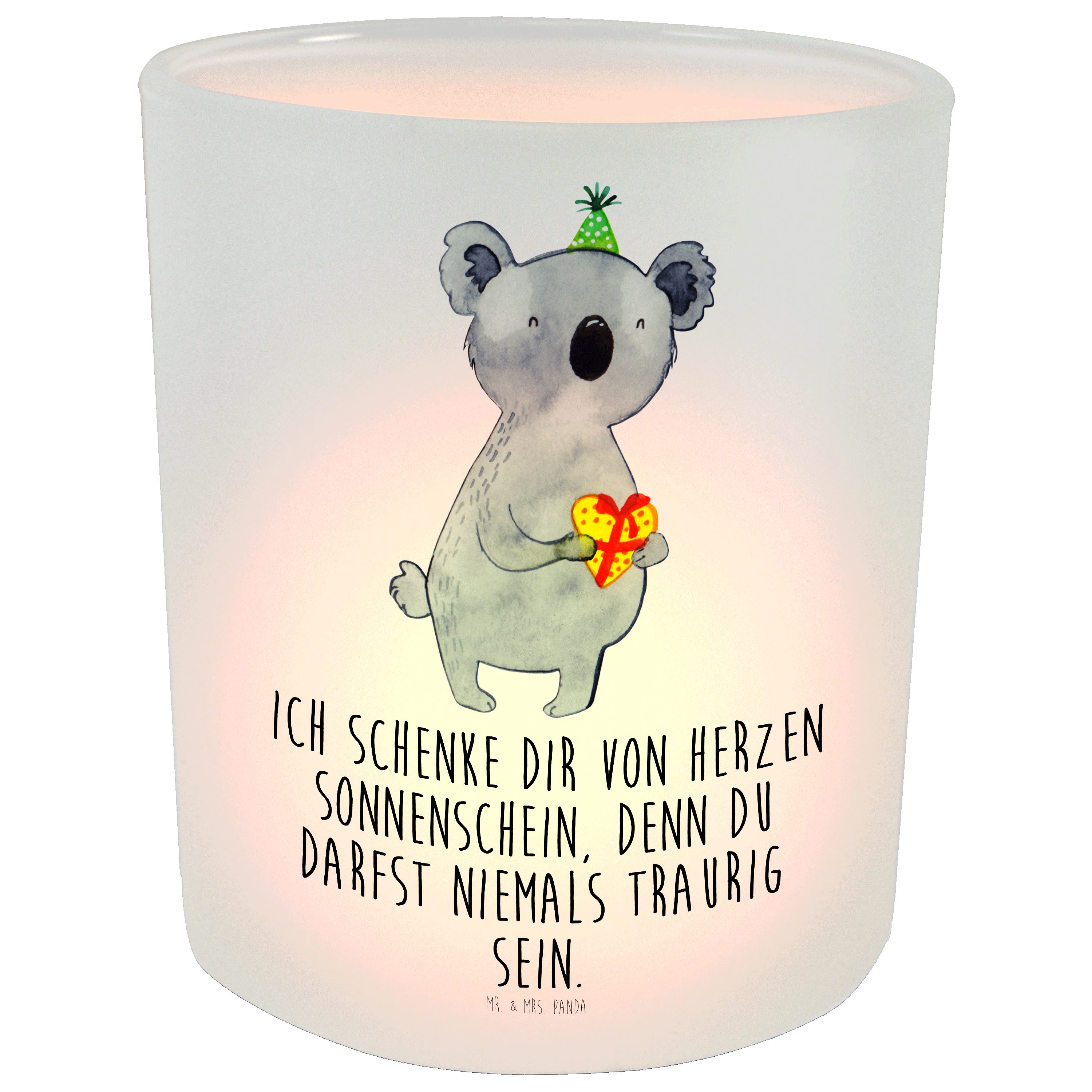 Mr. & Mrs. Panda Windlicht Koala Geschenk - Transparent - Koalabär, Windlicht Glas, Teelichthalt (1 St)