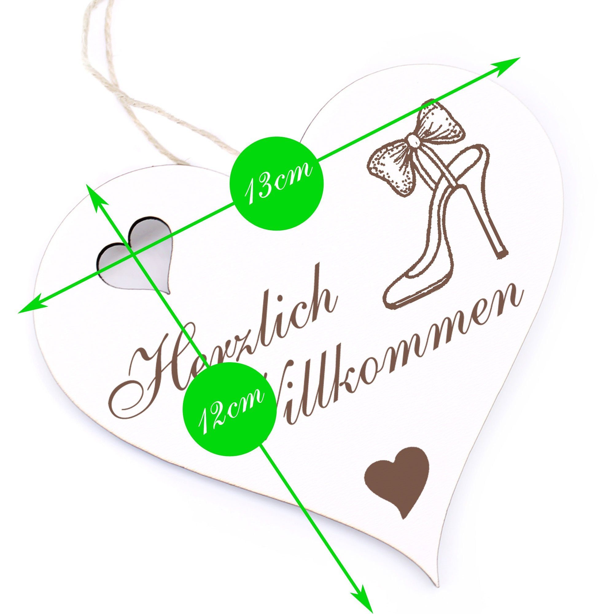 Dekolando Hängedekoration Herzlich Willkommen Heels mit Schleife - High 13x12cm - Schuh