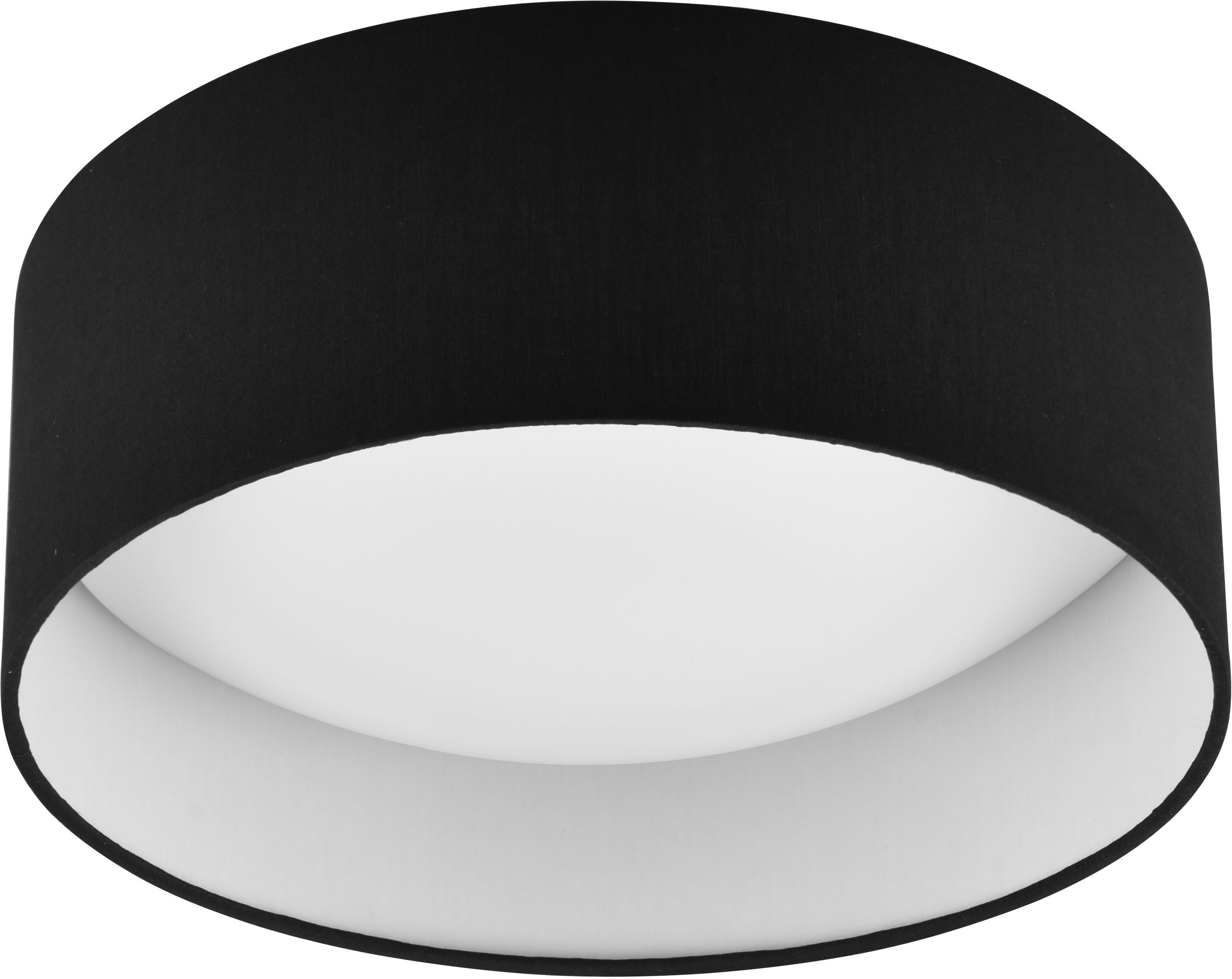 Reality Leuchten LED Deckenleuchte LOCARNO, runde LED Deckenlampe mit Stoffschirm, Ø 30 cm Höhe 11 cm, LED fest integriert, Warmweiß, 12W LED warmweiß 3000 K, 1160 Lumen, Wohnzimmer Schlafzimmer Licht