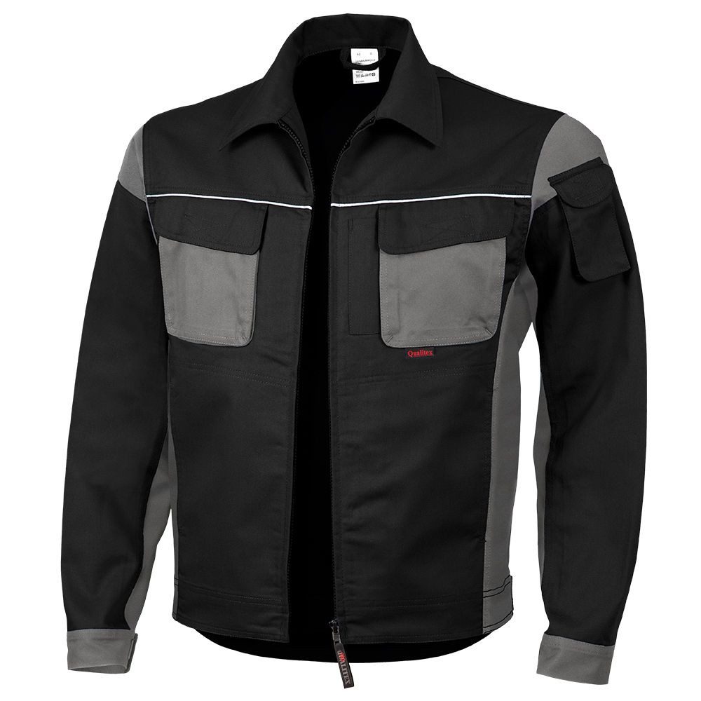 Qualitex Workwear Arbeitsjacke strapazierfähige PROfessionals Arbeitsjacke - faserverstätkt MG 245 g (1-St) Werkstattjacke mit 15 Taschen - pflegeleicht Werkstattjacke - Waschbar