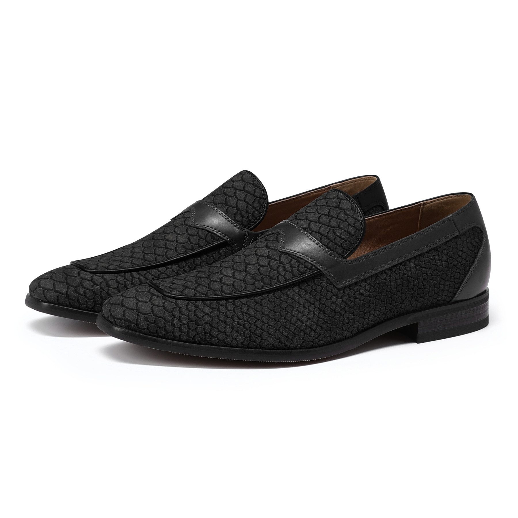 Allthemen Slip-On Sneaker Herren Loafer mit Schuppenprägung Eleganter Business-Casual Slipper