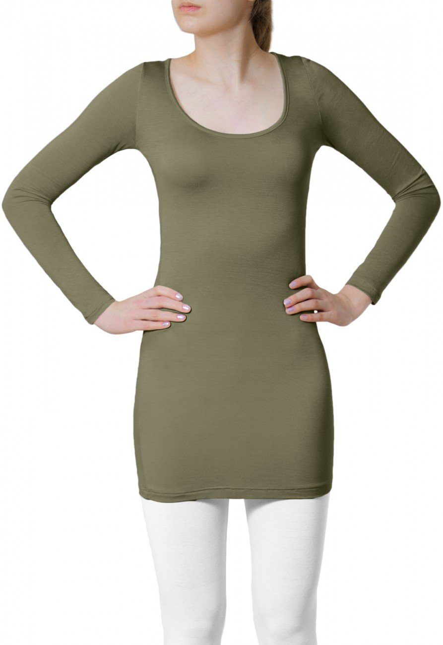 Caspar Langarmshirt MUSE SRT012 langes Damen Basic Shirt