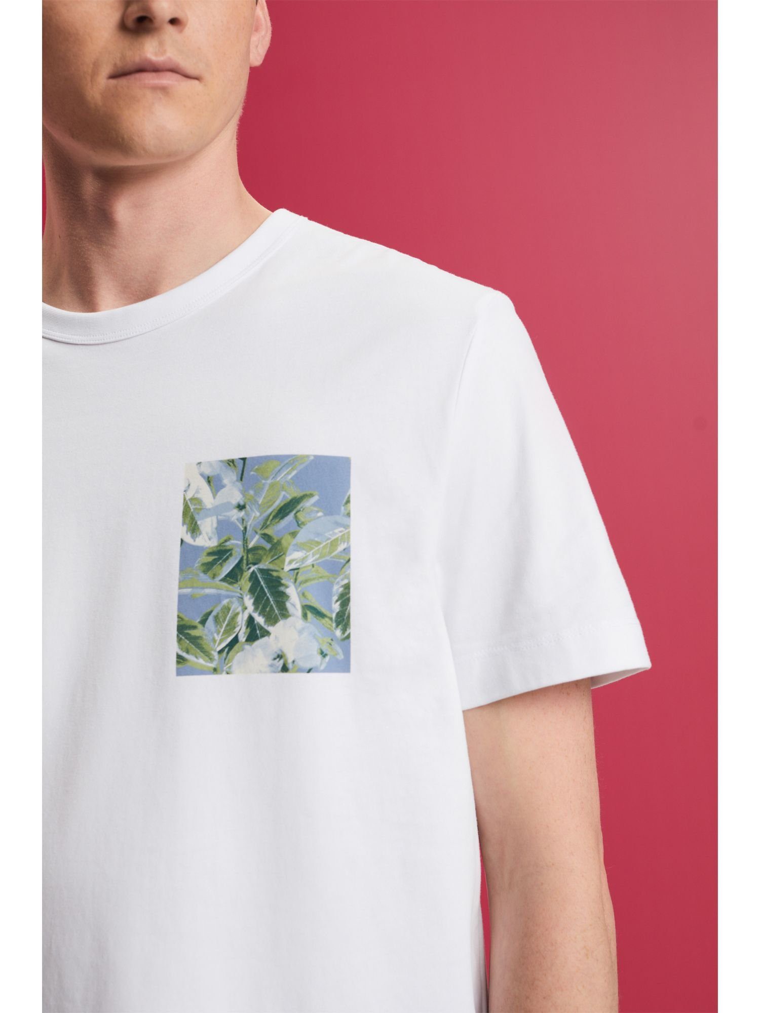 Esprit Collection mit 100 Brust-Print, T-Shirt Jersey-T-Shirt WHITE % Baumwolle (1-tlg)