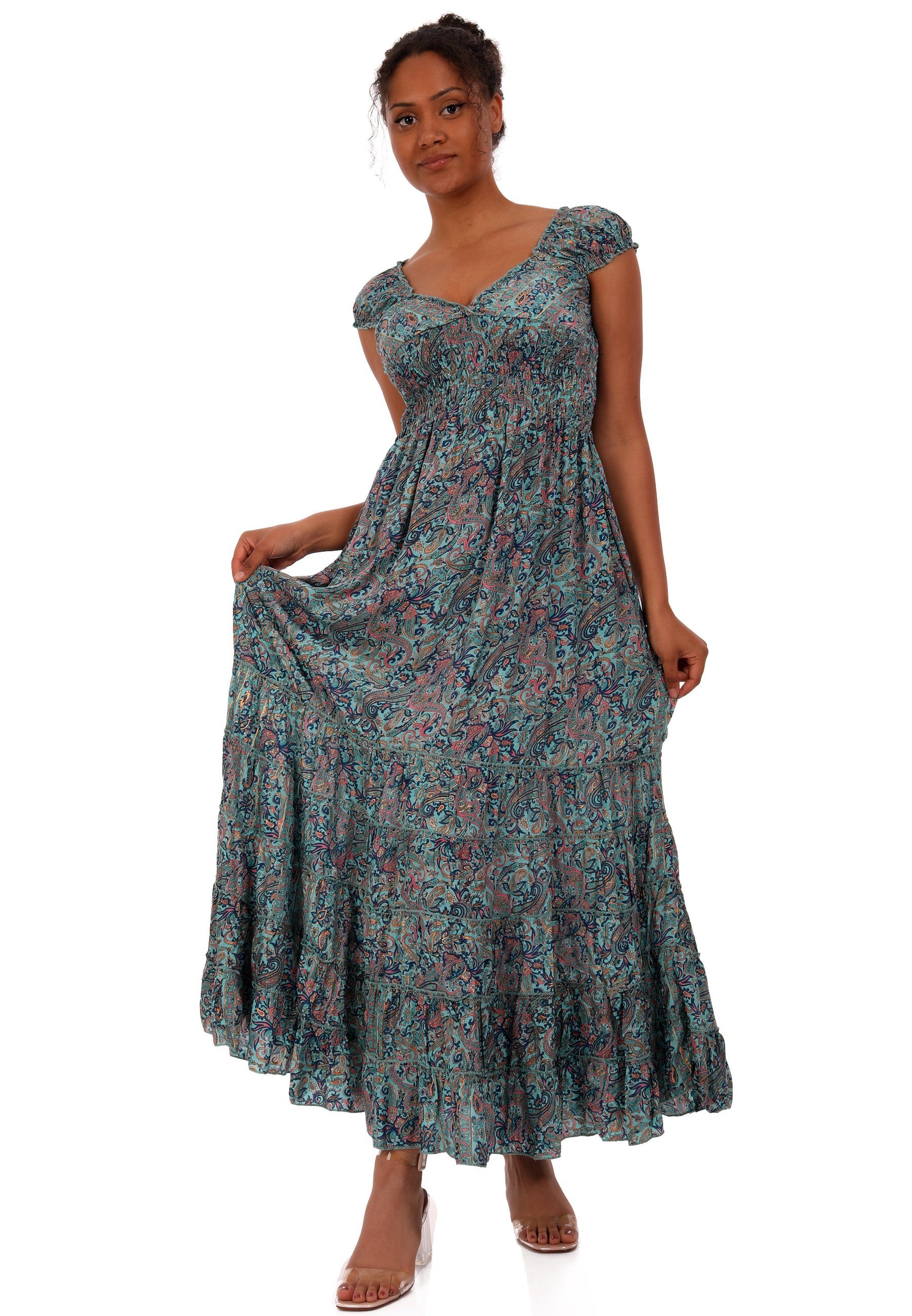 YC Fashion & Style Maxikleid »Maxikleid Bohemian Kleid mit Carmen Ausschnitt  und Einschubtaschen« (1-tlg) mit Volant online kaufen | OTTO
