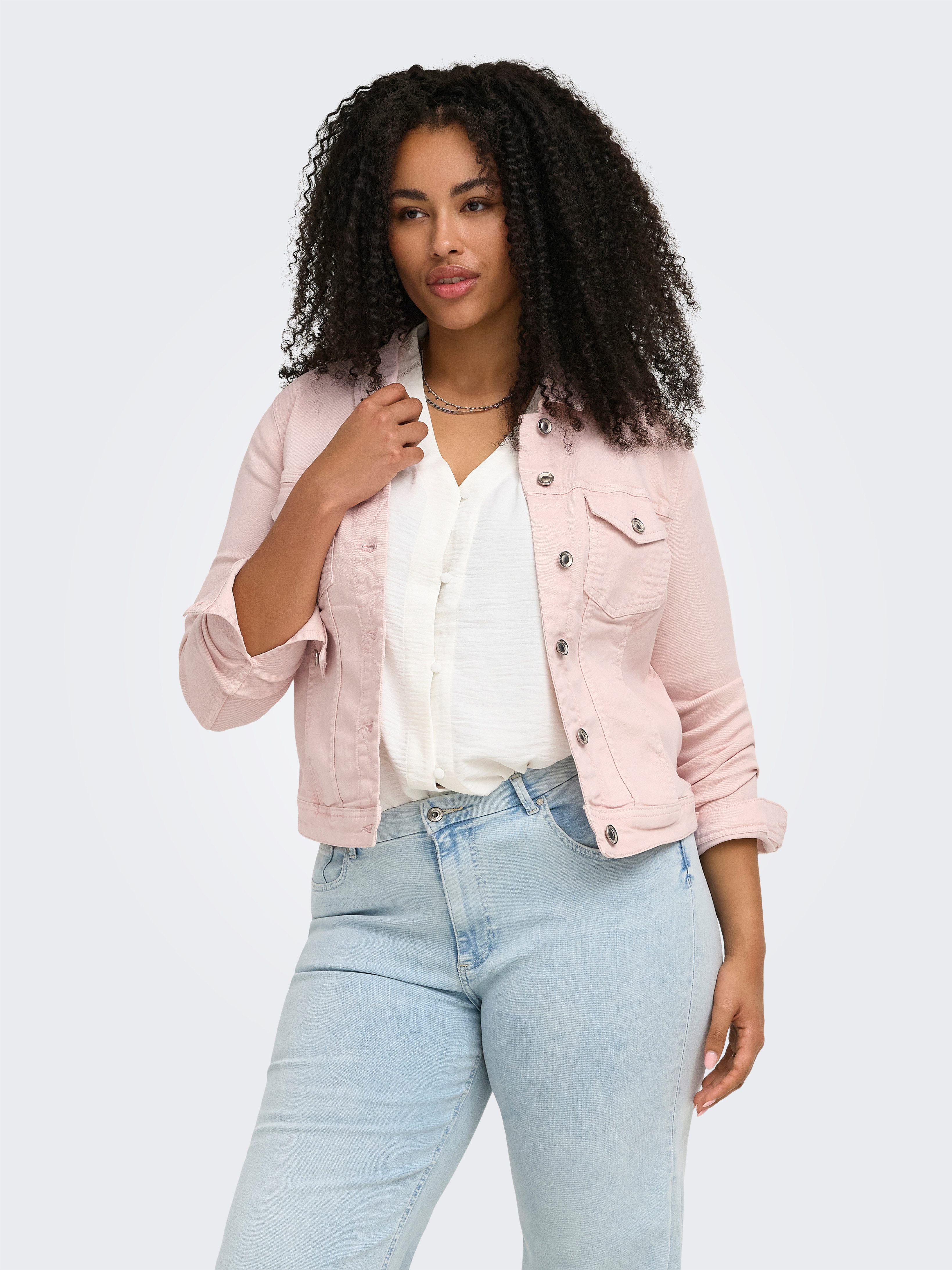 ONLY CARMAKOMA Jeansjacke CARWESPA COLOUR DENIM JACKET DNM Baumwollmischung