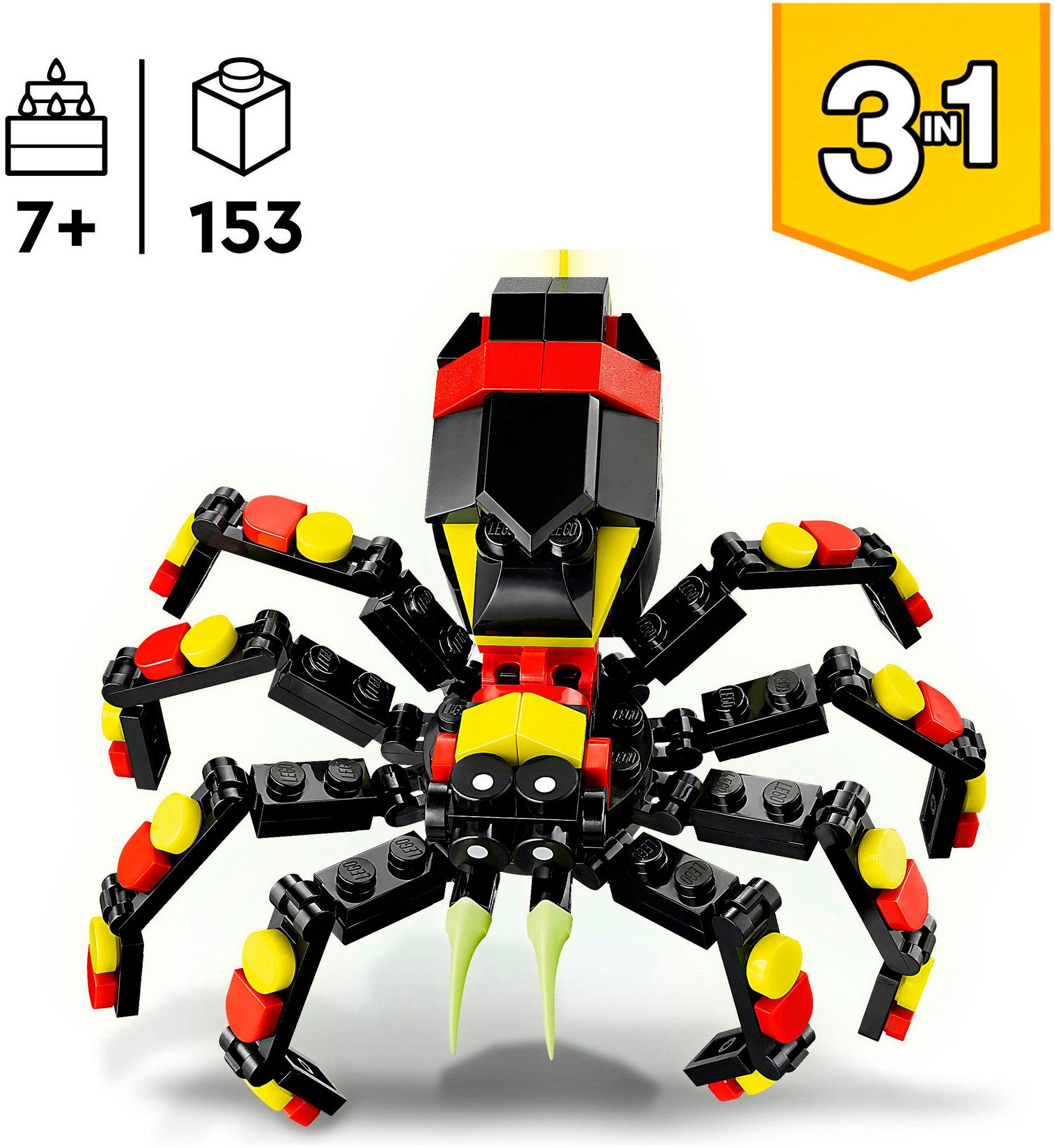 LEGO® Wilde Tiere: Überraschungsspinne (31159), LEGO Creator Konstruktionsspielsteine, (153 St), Made in Europe – Bild 3 von 5