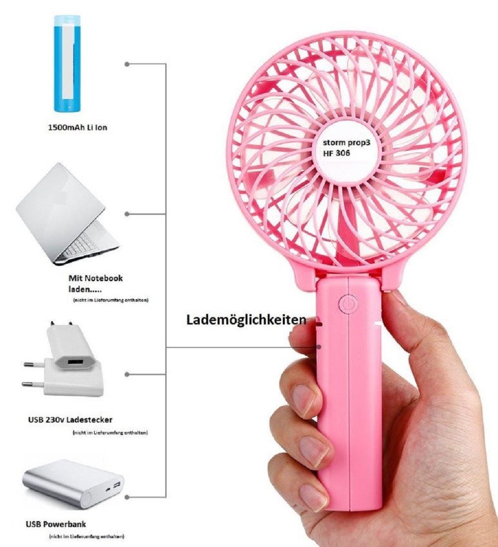 Handventilator Handventilator wiederaufladbar"StormProp3" USB