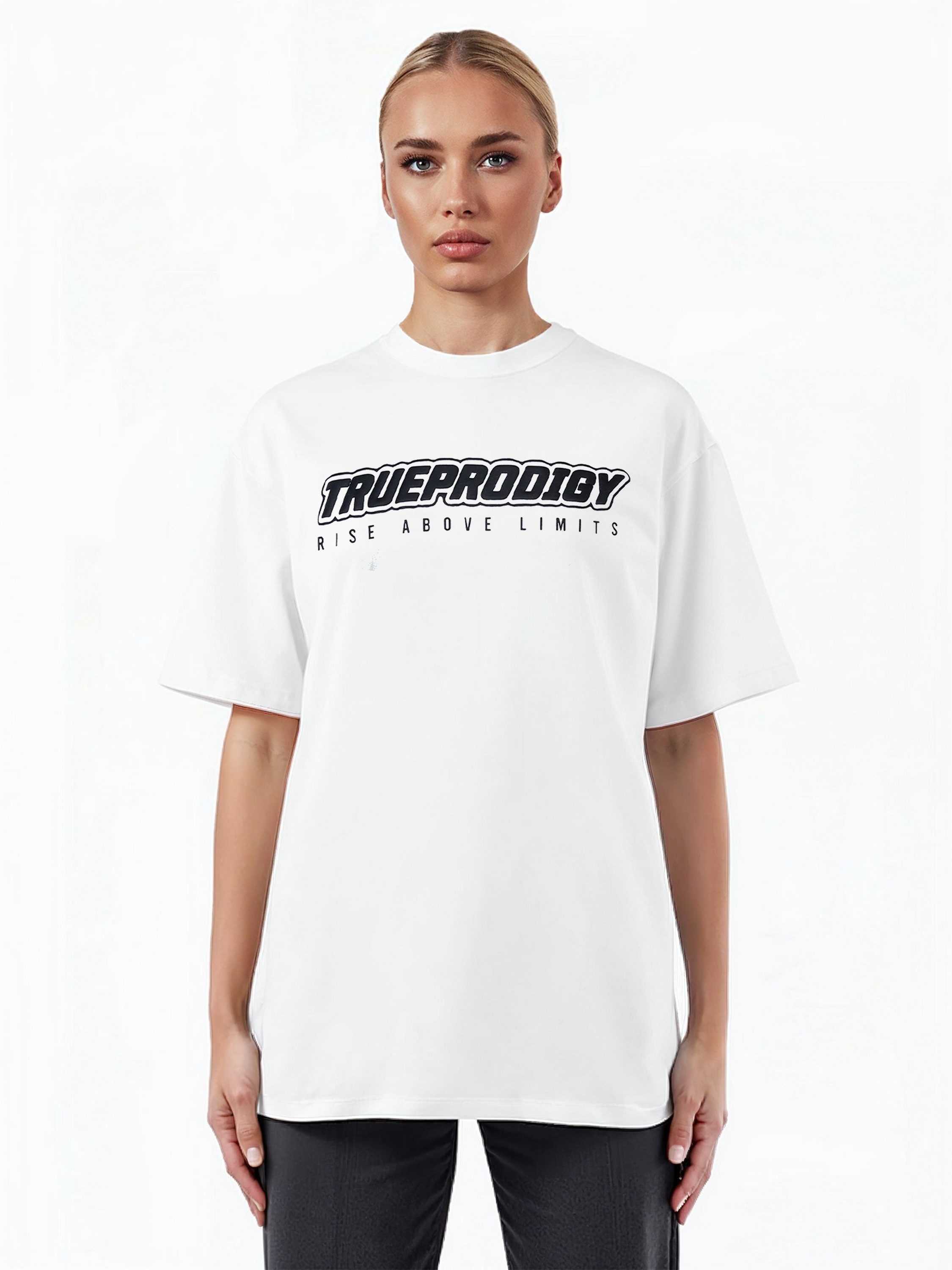 trueprodigy Oversize-Shirt Toni F Logoprint Rundhals dicker Stoff