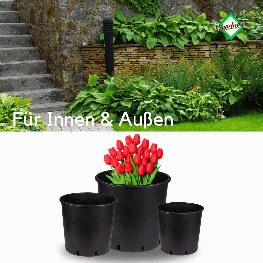 Weedness Blumentopf Rund Blumentopf Kunststoff Pflanzkübel Innen Schwarz für Außen &