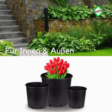 Weedness Blumentopf Blumentopf Rund Kunststoff Schwarz für Innen & Außen Pflanzkübel