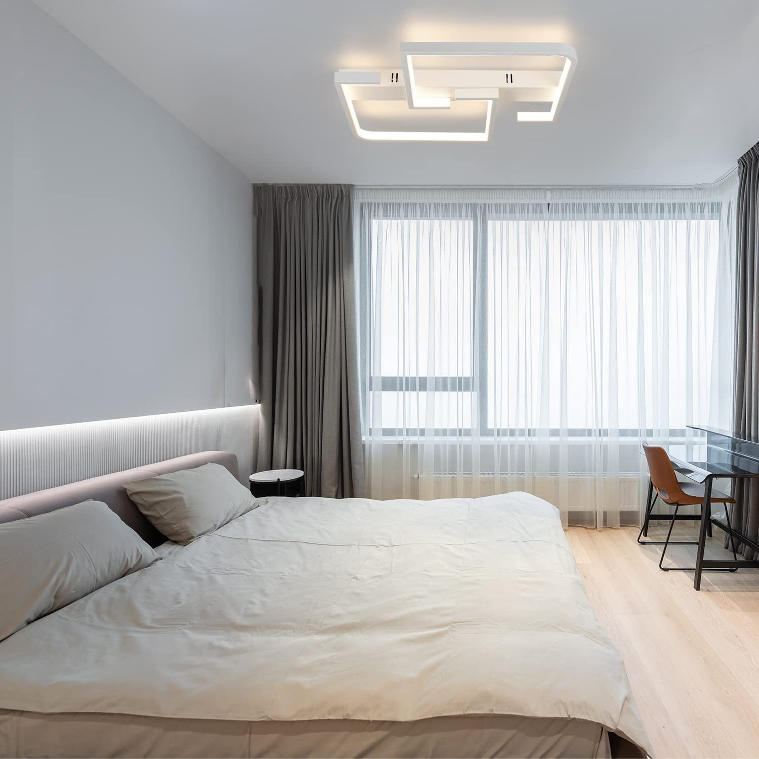 Nettlife LED Deckenleuchte Wohnzimmer LED Küche Schlafzimmer Kaltweiß, Fernbedienung flur Deckenlampe Schlafzimmer für fest Schwarz Warmweiß, 35W, Dimmbar mit Neutralweiß, integriert