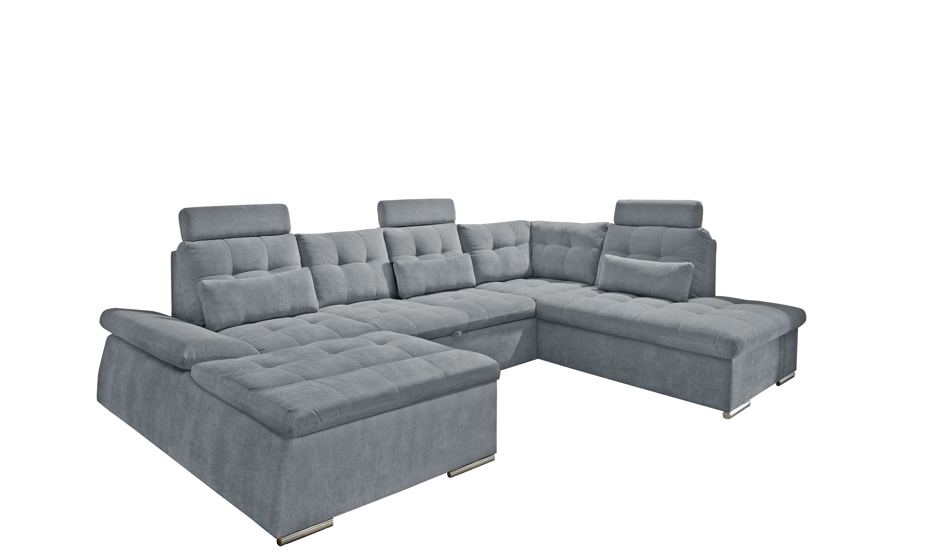 freiraum Wohnlandschaft NALO, Schlaffunktion, Kopfstützen, Bezug anthrazit - 324x103x219 (BxHxT)