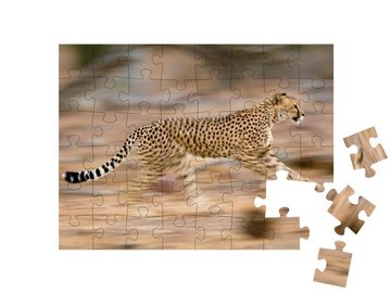 puzzleYOU Puzzle Junger Gepard im schnellen Lauf, bewegungsunscharf, 48 Puzzleteile, puzzleYOU-Kollektionen Safari, Geparden, Tiere in Savanne & Wüste