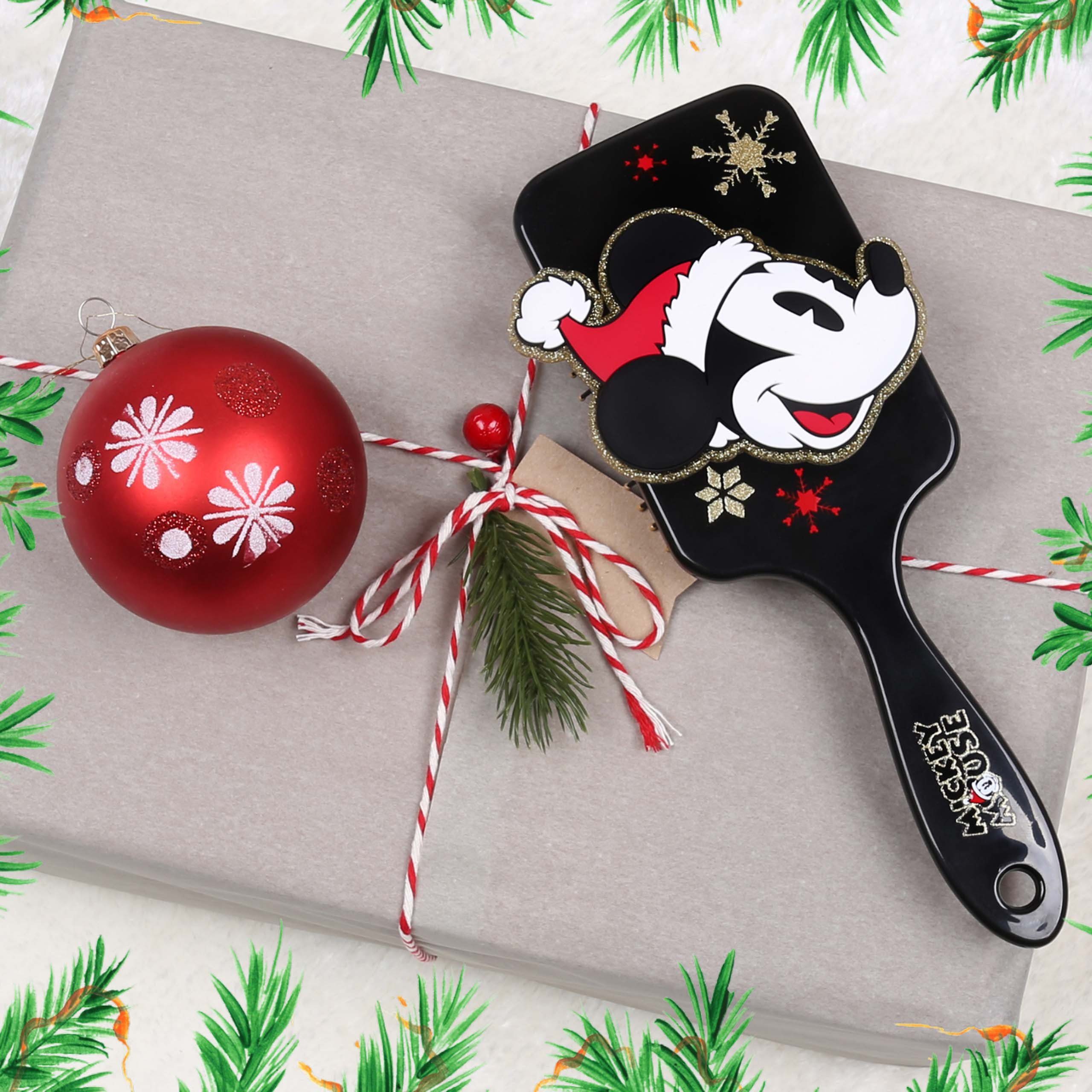 Flachbürste flach, Maus Mickey Weihnachtsbürste, Schwarze Haarbürste, Sarcia.eu groß