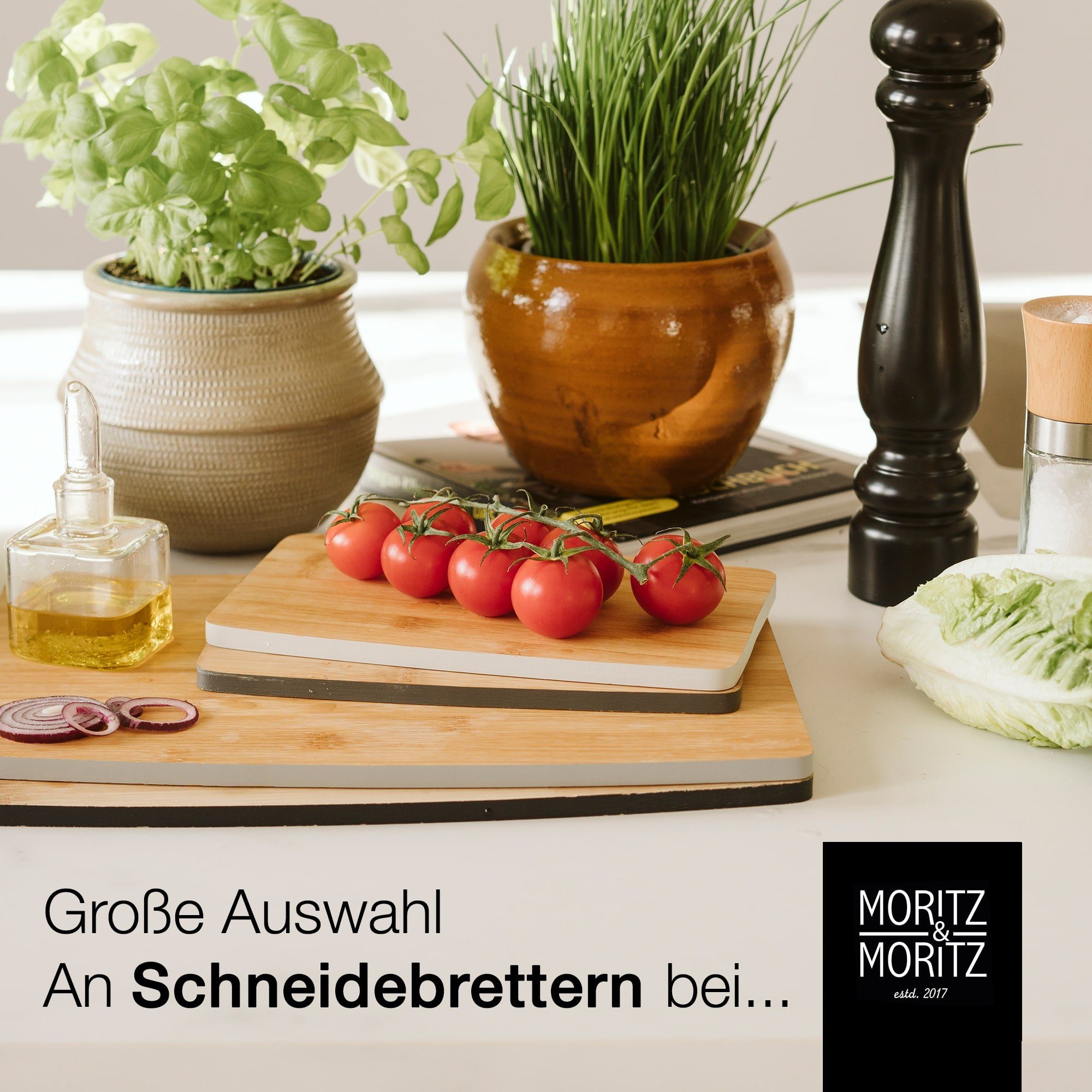 Moritz & zum 35x25x1 (4er Bambus, Moritz Schneiden Set, Schneidebrett 4x Schneidebrett Brettchen cm, 4-St), Servieren und