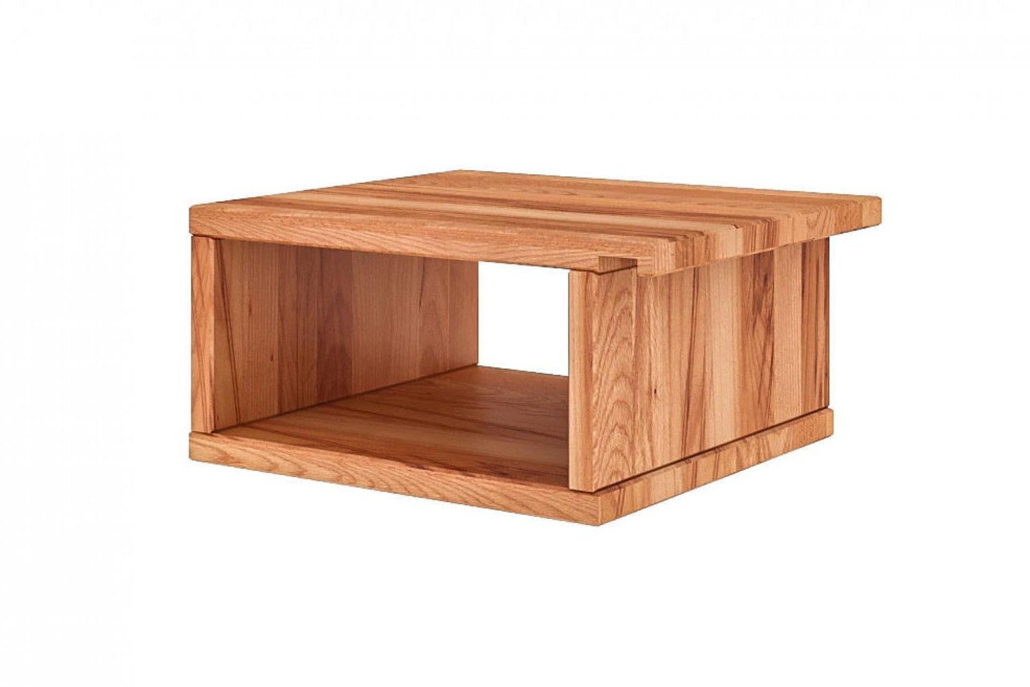 Natur24 Nachttisch Nachttisch Hängend Bento 3 Kernbuche 35x31x17cm mit offenem Fach