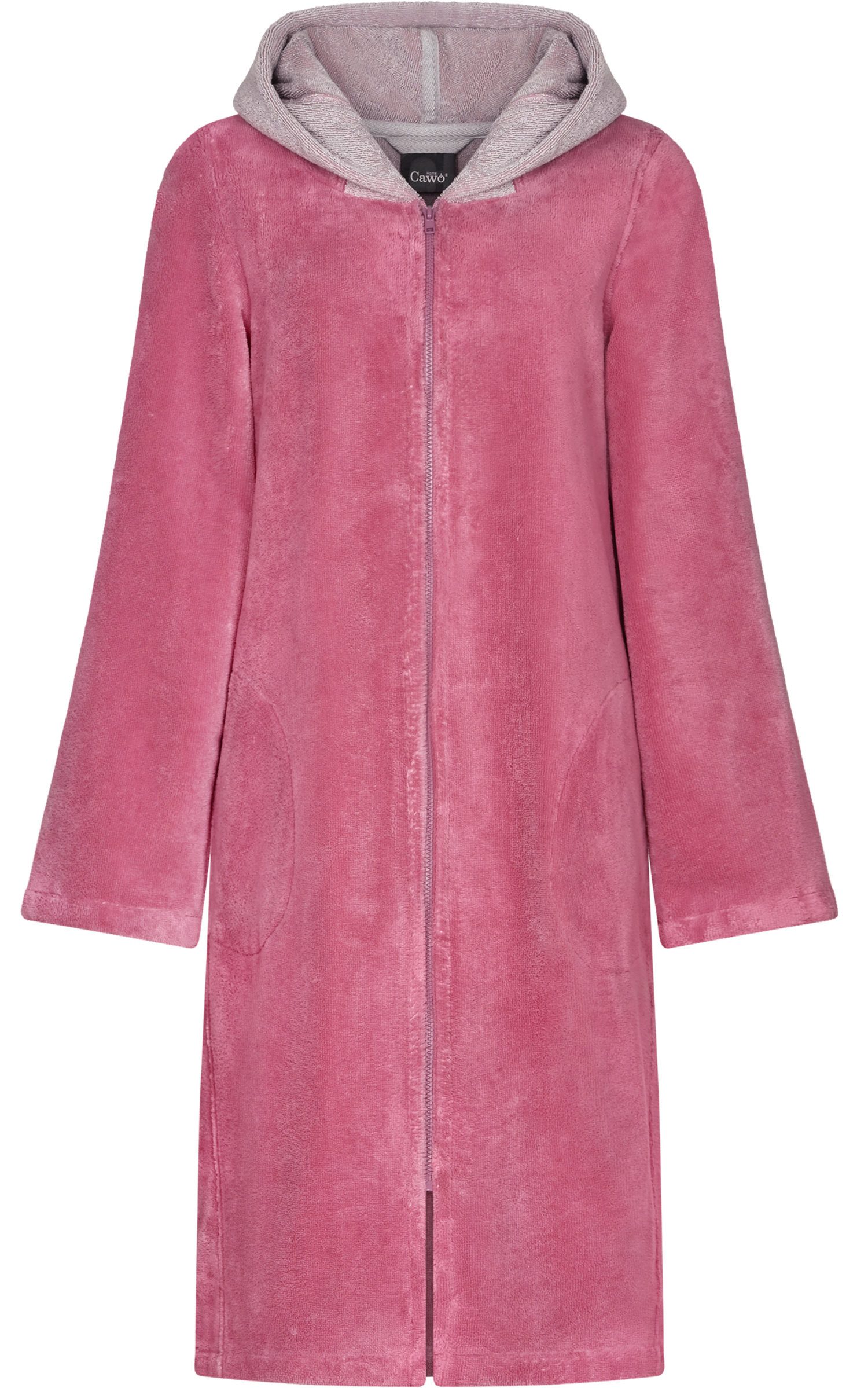 Cawö Home Damenbademantel mit Kapuze und Reißverschluss, Kurz, Baumwollmisc günstig online kaufen