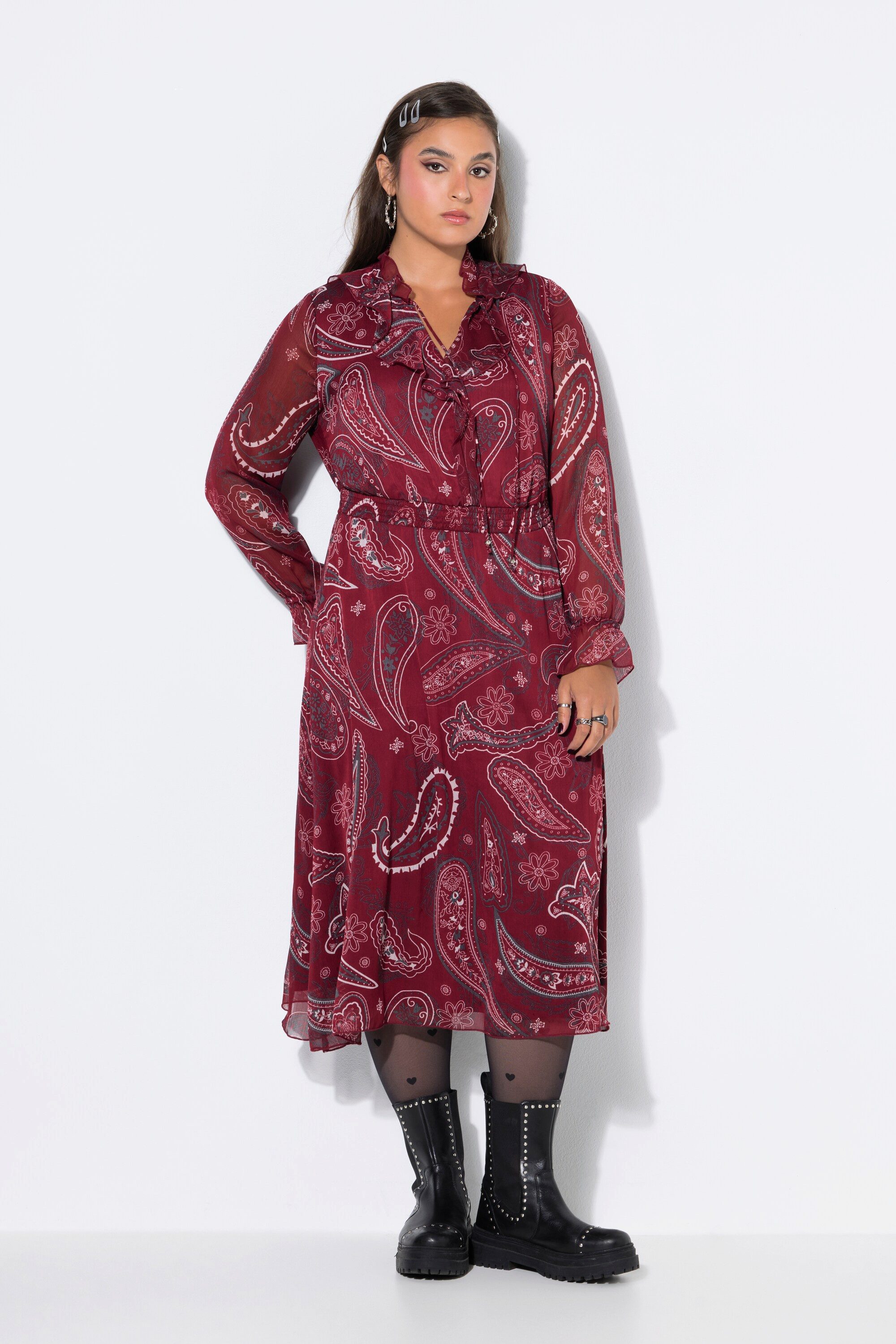 Studio Untold Midikleid Midikleid A-Line Chiffon Paisley-Print