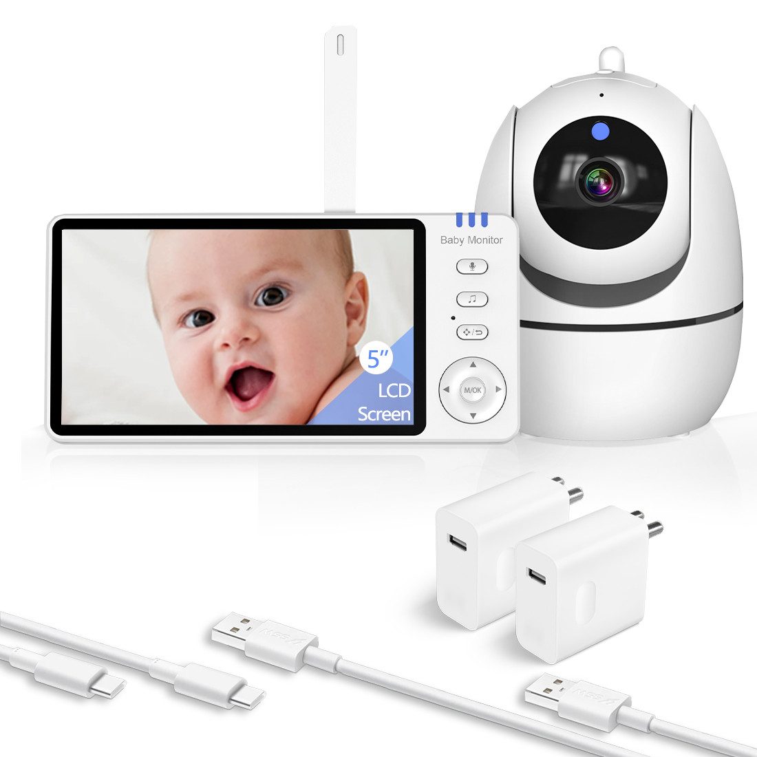 Video-Babyphone 720P mit Kamera 5 Zoll HD 3500mAh