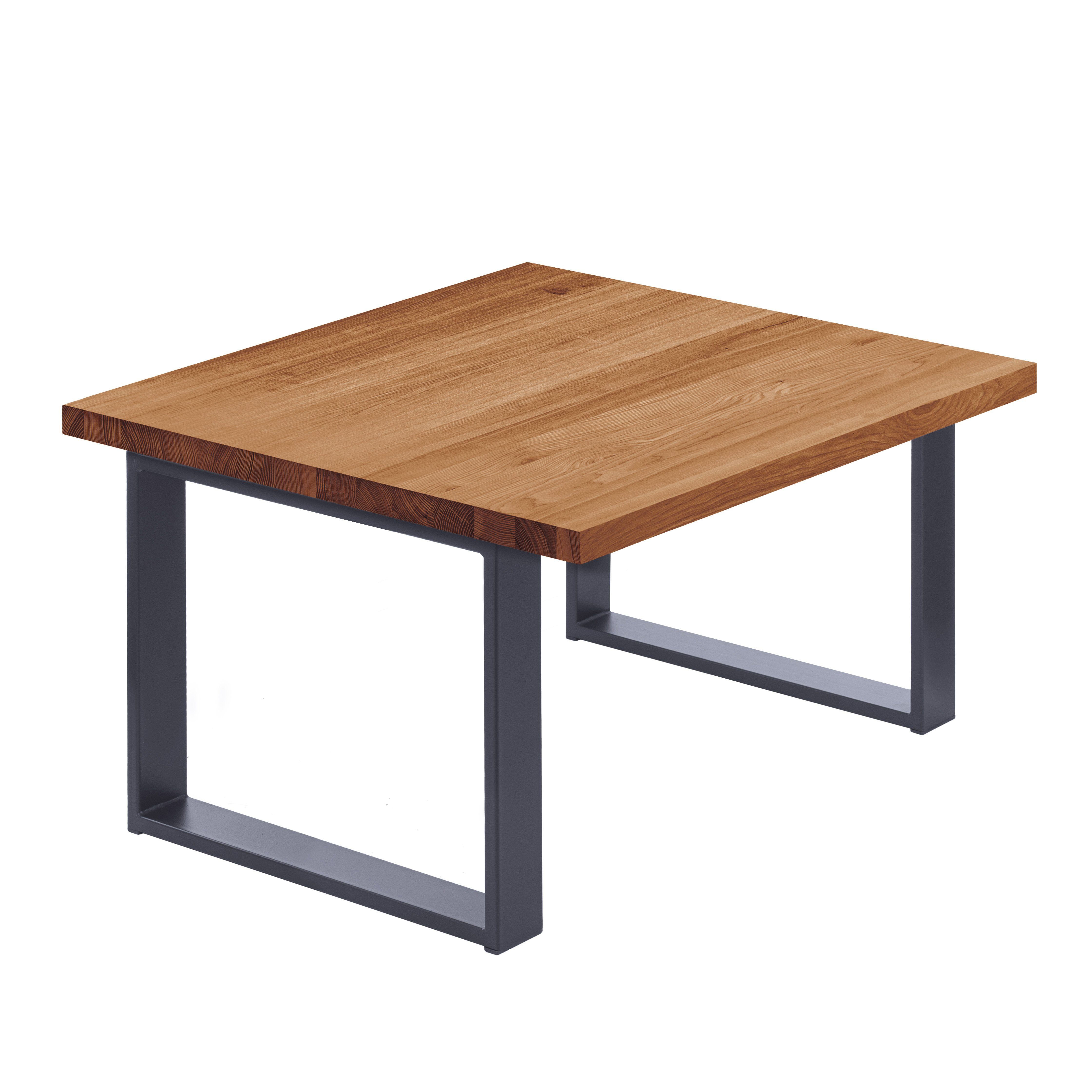 LAMO Manufaktur Esstisch Modern Küchentisch Tischplatte Massivholz inkl. Metallgestell (1 Tisch), gerade Kante Anthrazit | Dunkel