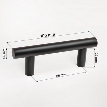 Prima-Online Möbelgriff Möbelgriff Küchengriff Schrankgriff mit Schrauben Schwarz Matt 10-50cm