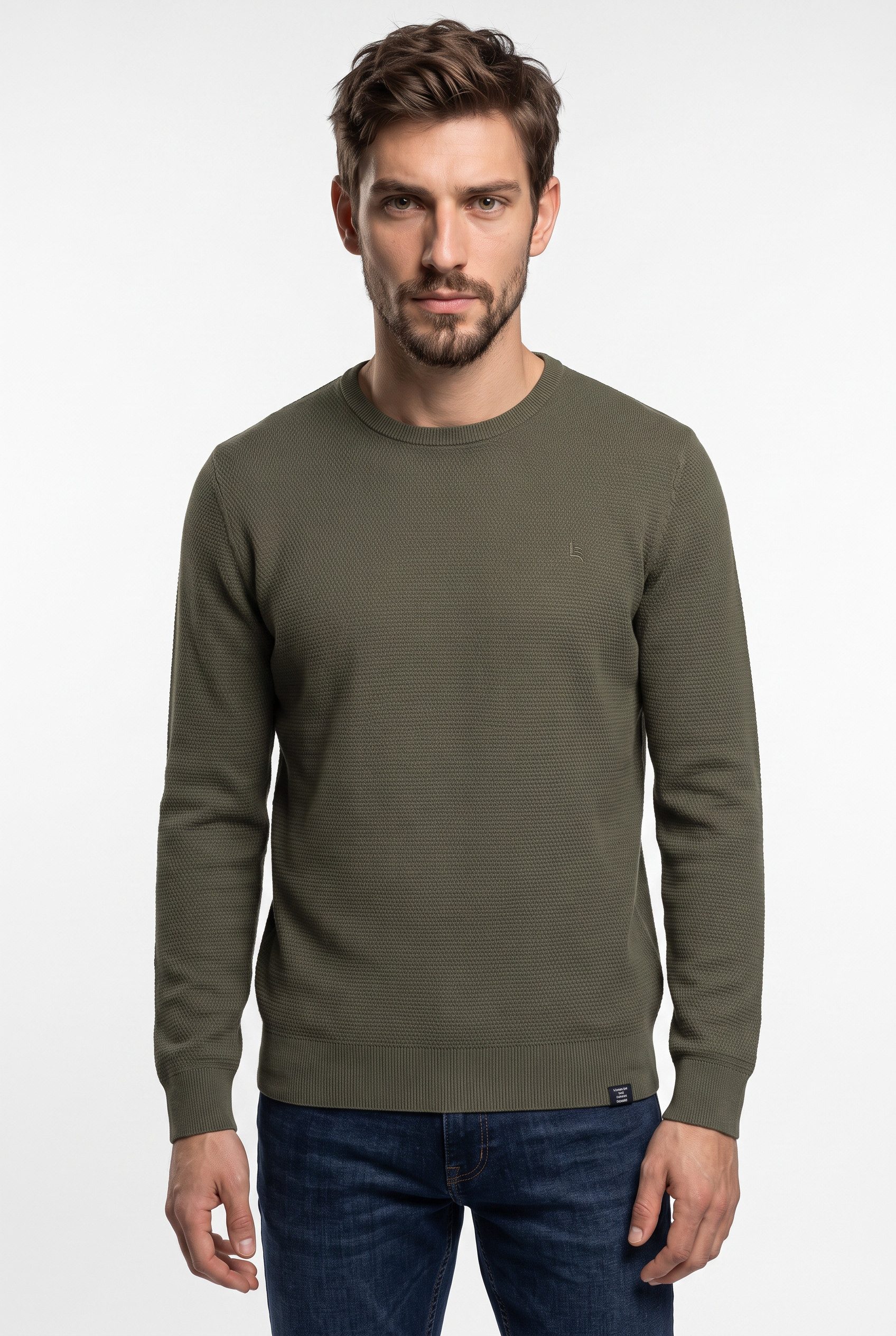 LERROS Strickpullover mit Logo Stickerei