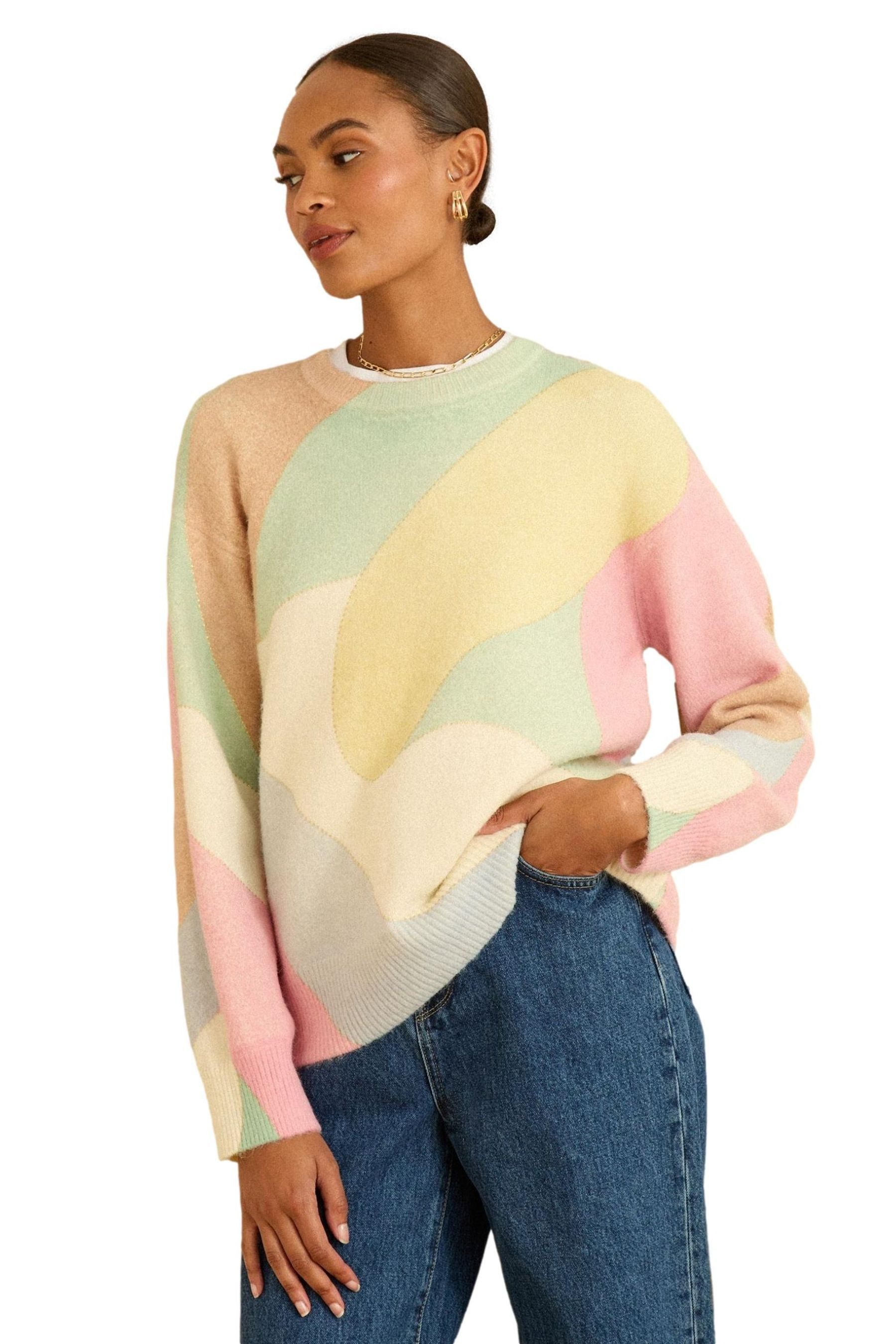 Strickpullover Love & Roses Kuscheliger Strickpullover mit Print
