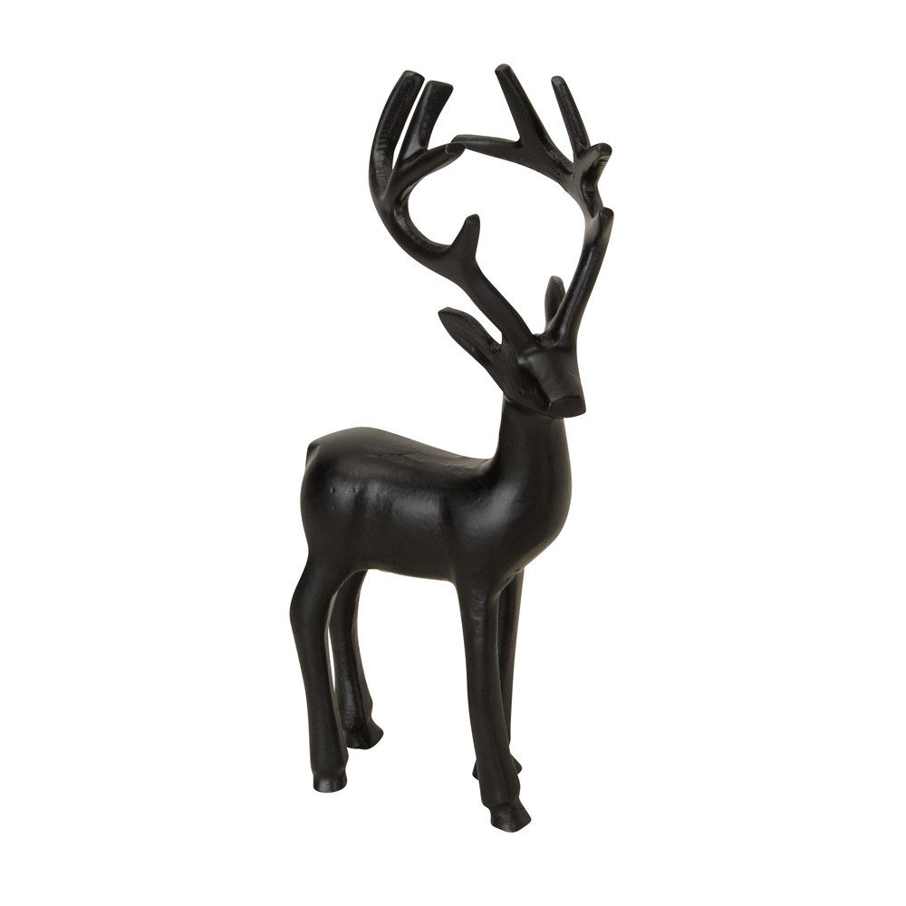 Dekoobjekt Hirsch VIDAR schwarz aus Aluminium Hirschfigur H25,5cm Metall Deko Wei