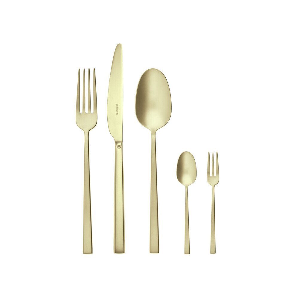 sambonet Besteck-Set Besteck-Set 60-tlg. Rock Antique PVD Champagne (1-tlg), Edelstahl 18/10, Edelstahl, champagner, spülmaschinenfest, PVD-Veredelung