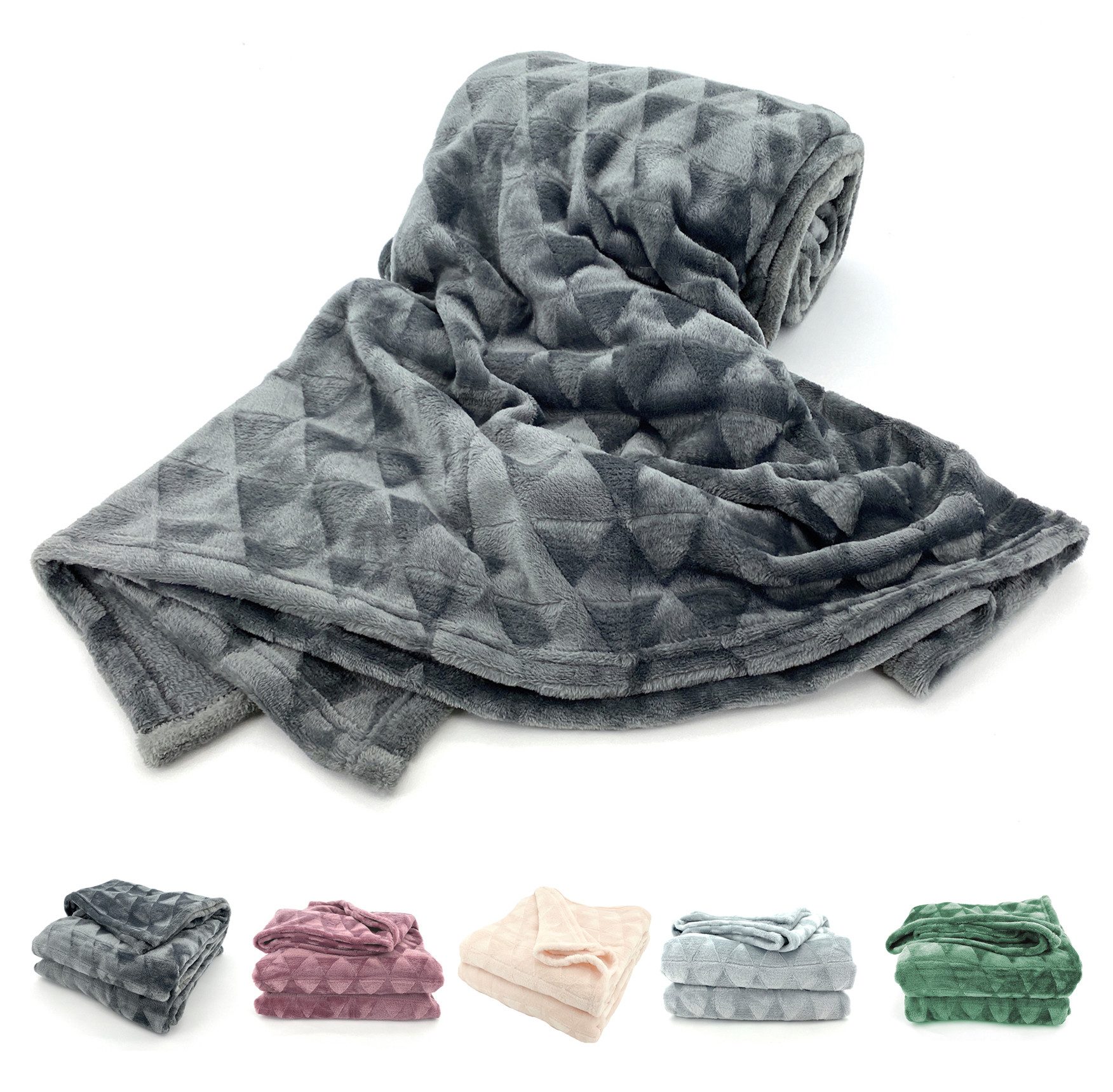 Wohndecke Soft Flanell Kuscheldecke Triangel Raute Sofadecke, heimtexland, super weich und flauschig, Всеrgiker geeignet, atmungsaktiv