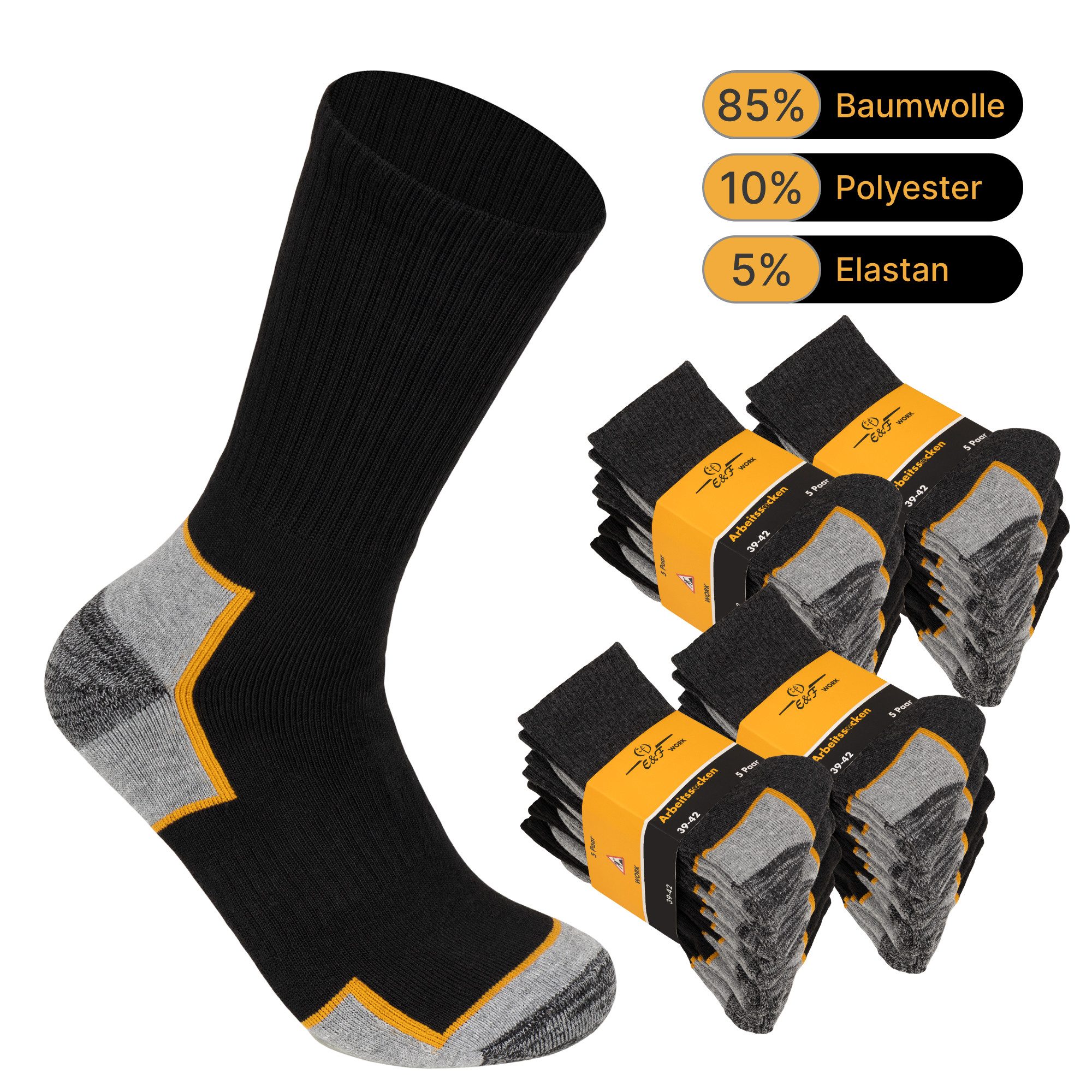 EAAKIE Arbeitssocken Herren Arbeitssocken 5/10/20 Paar – WORK Socken aus 85% Baumwolle (20-Paar)
