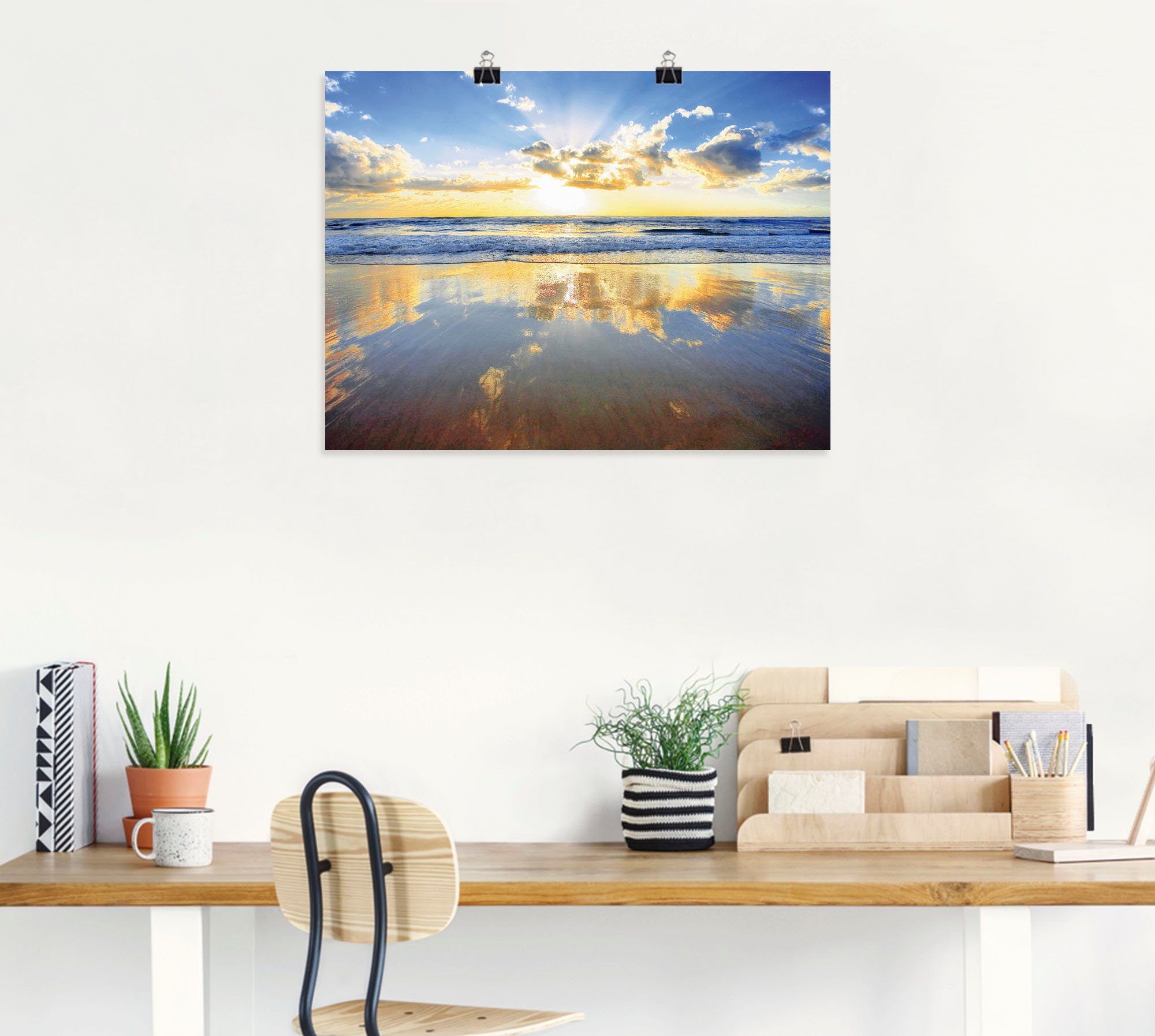 Artland Wandbild Sonnenaufgang Alubild, Größen Leinwandbild, Poster in Ozean, (1 versch. als oder Himmel Wandaufkleber St), über dem