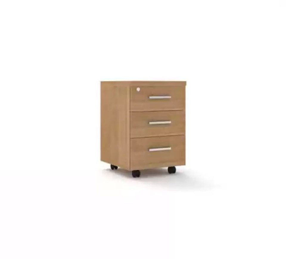 Xlmoebel Rollcontainer Holz Kommode für Büro und Arbeitszimmer, Aktenschrank und Bücherr, (1 St., Rollcontainer, 3 Schubladen, Buche), Made in Europa