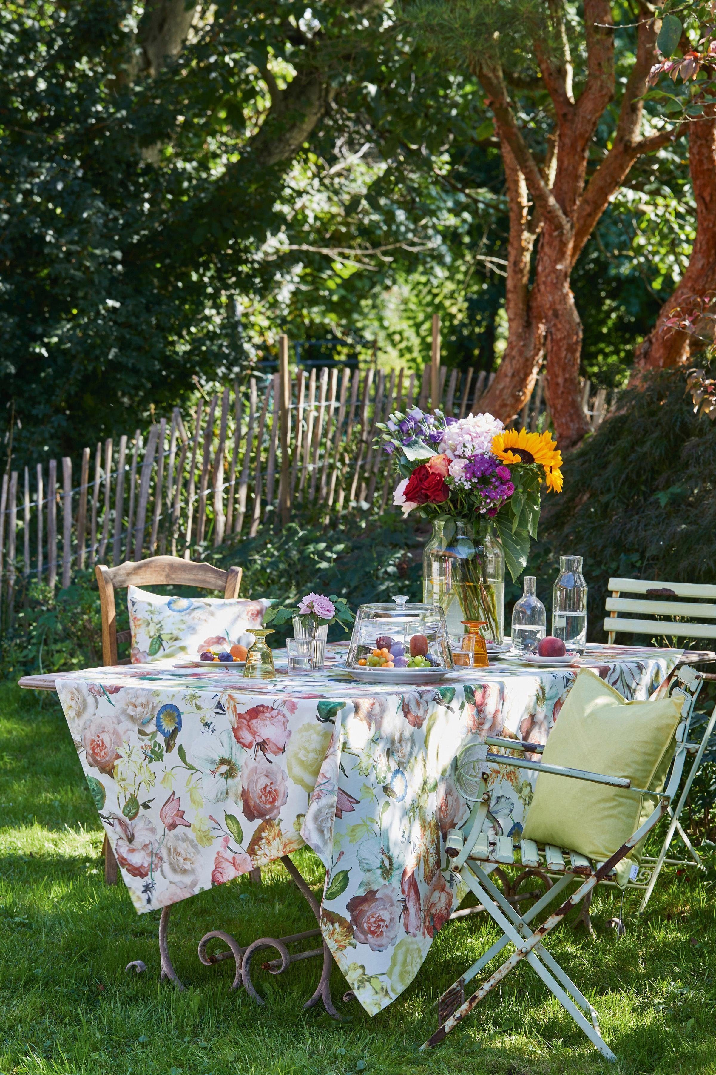 Sommer Tischläufer (1-tlg), APELT Sina Digitaldruck SUMMER weiß/gelb/altrosa/grün/bunt Sommerdeko, GARDEN,