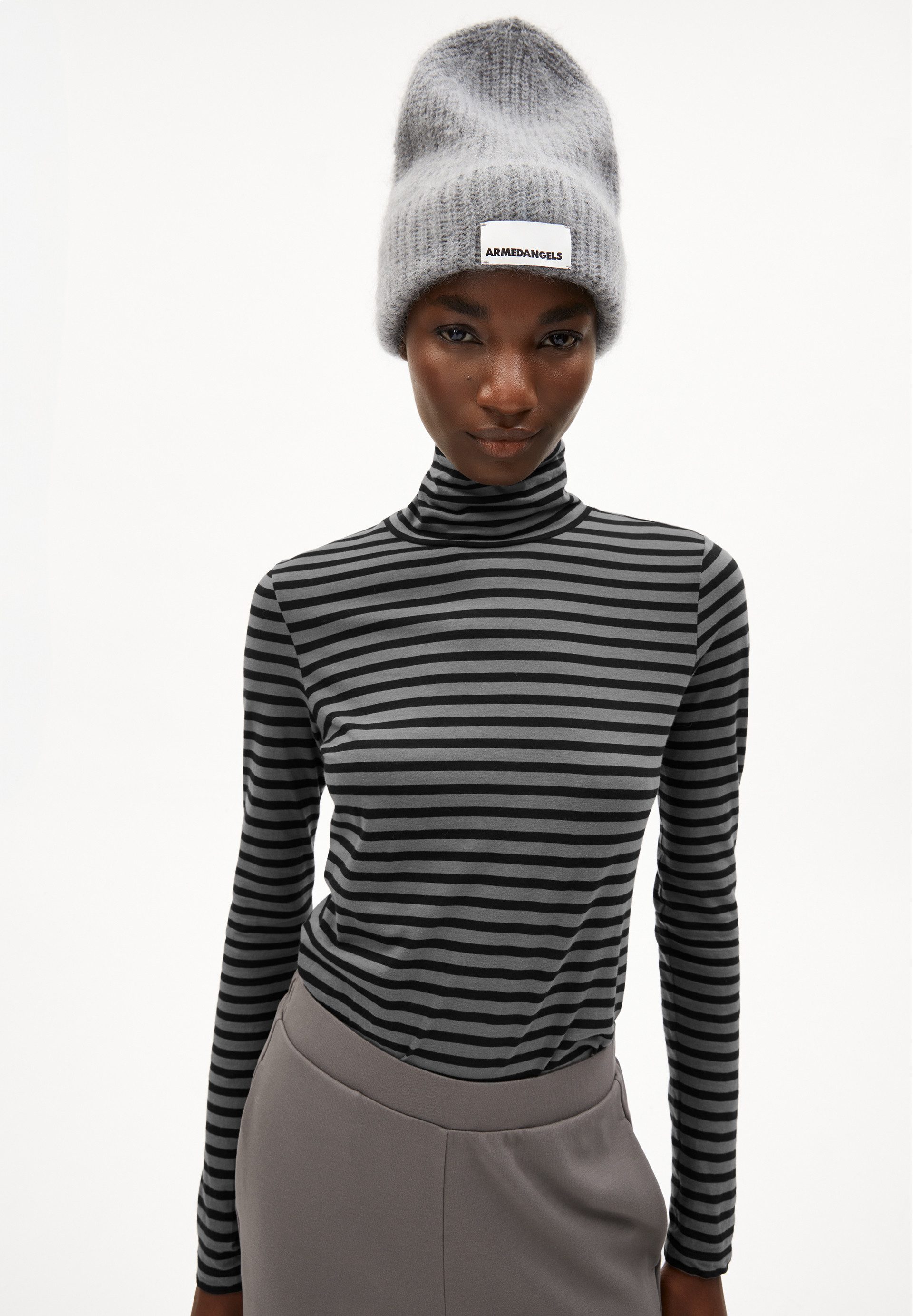 Armedangels Longsleeve GRAZILIAA STRIPES (1-tlg) Mock-Ausschnitt