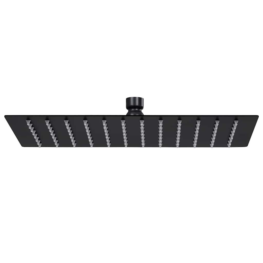 vidaXL Regenduschkopf Regenbrause Edelstahl 30x20 cm Rechteckig Schwarz, (1-tlg)