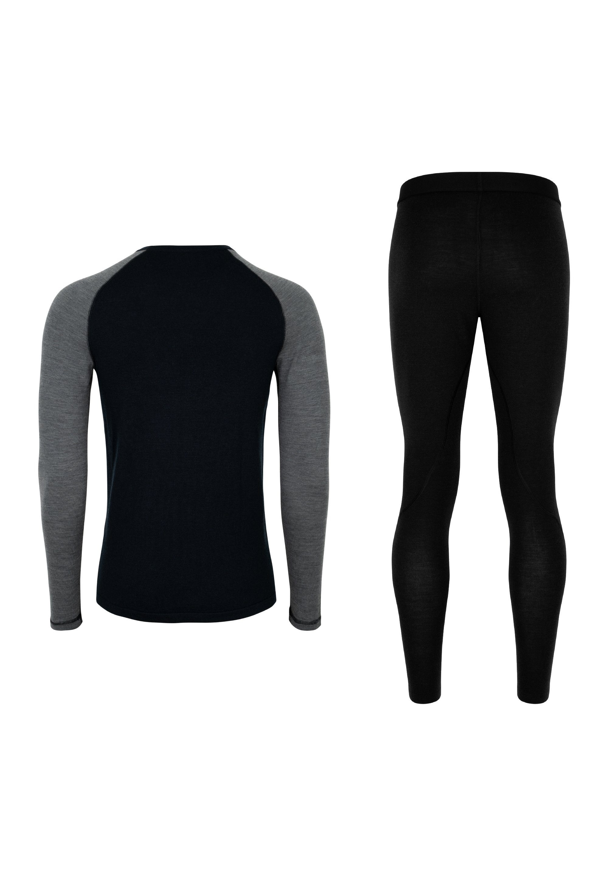 DANISH ENDURANCE Funktionsshirt Merino Baselayer Funktionsunterwäsche Set, Langarm Shirt & Hose, Temperaturregulierend