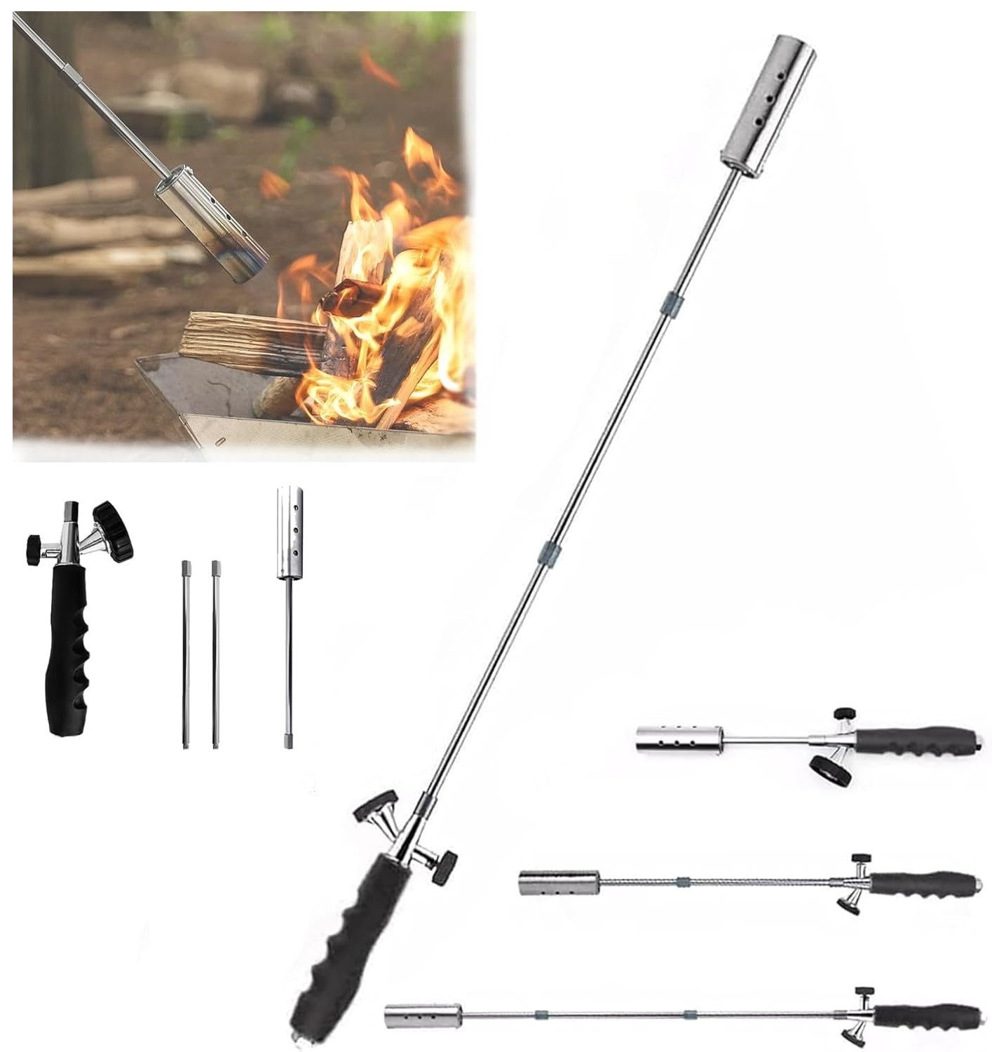 Unkrautbrenner Abflammgerät Grillanzünder Abnehmbar 78 cm Langer Arm, Flammenwerfer