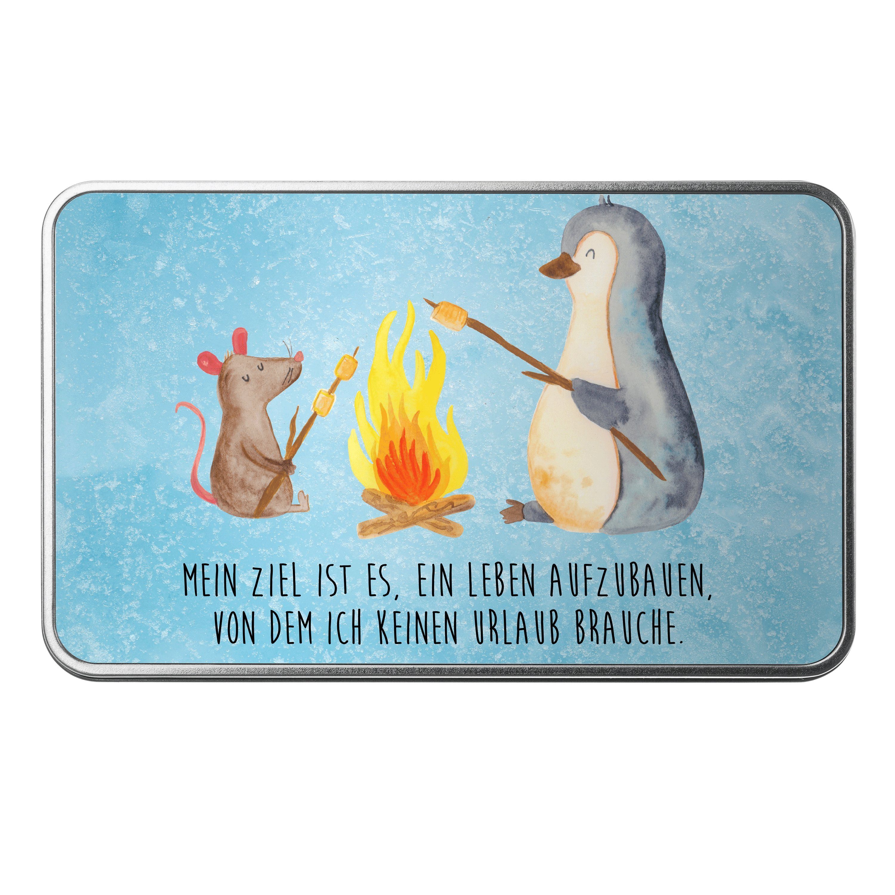 Mr. & Mrs. Panda Dose Pinguin Lagerfeuer - Eisblau - Geschenk, Dose, Vorratsdose, Neustart, (1 St) | Dosen