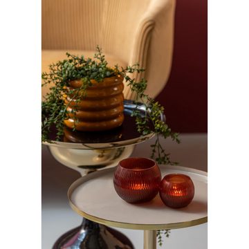 Present Time Kerzenhalter Teelichthalter Chique Ribbed Glass Ochre Red (12x9cm)